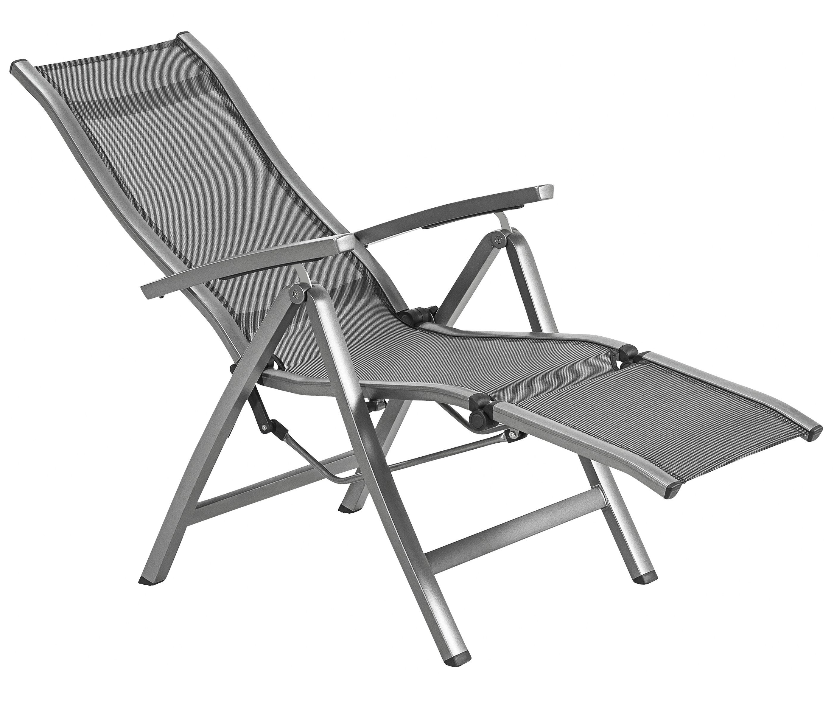 Dehner Gartenstuhl Relaxstuhl Chicago, klappbar, 110 x 69.5 x 63.5 cm, Moderner Relaxstuhl in schlichtem Design mit stabilem Alu-Gestell