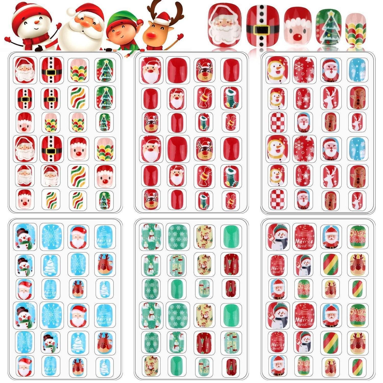 LuxusKollektion Kunstfingernägel Falsche Kindernägel Weihnachten, 1-tlg.