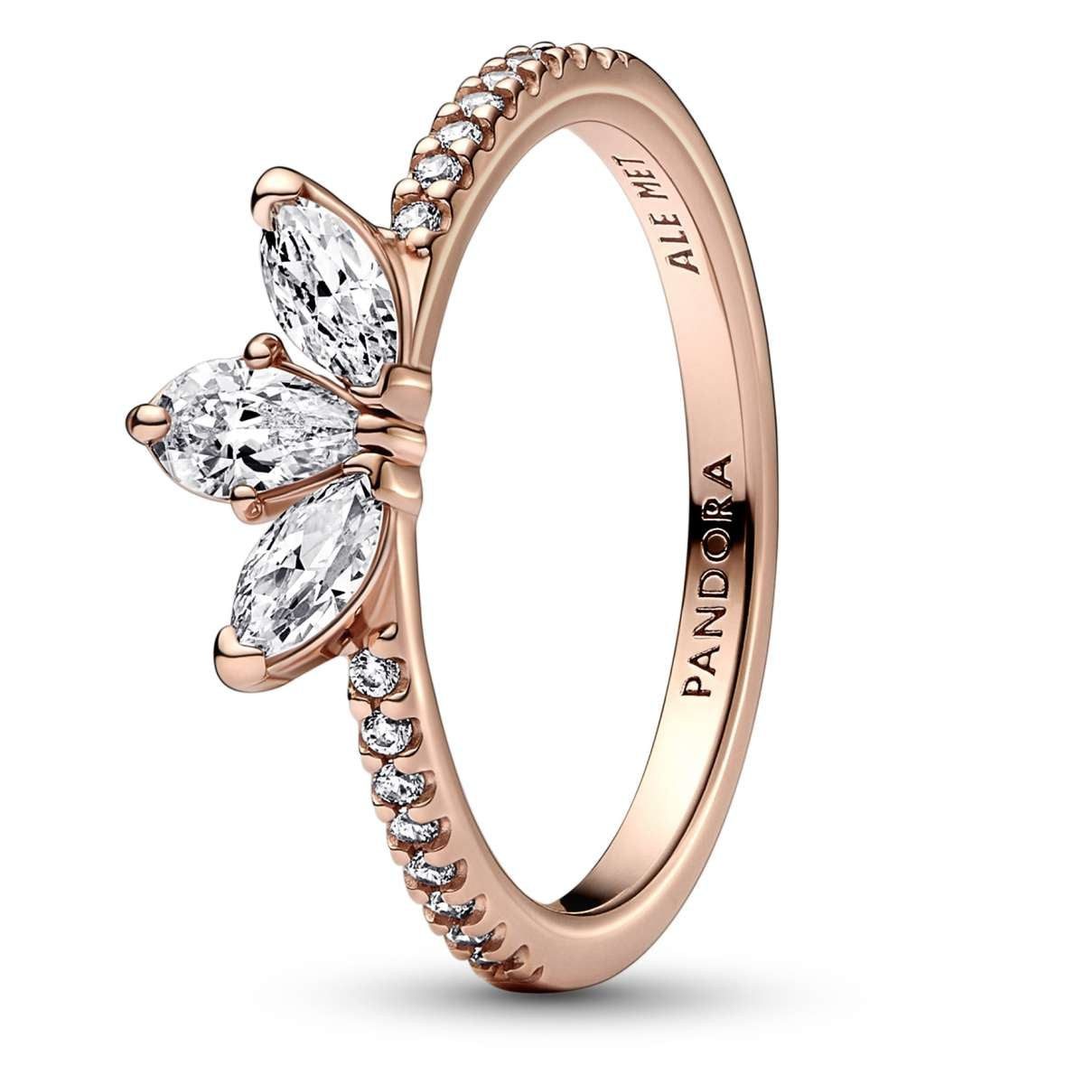Pandora Silberring 182392C01, Ring für Damen Funkelndes Herbarium Roségoldfarben
