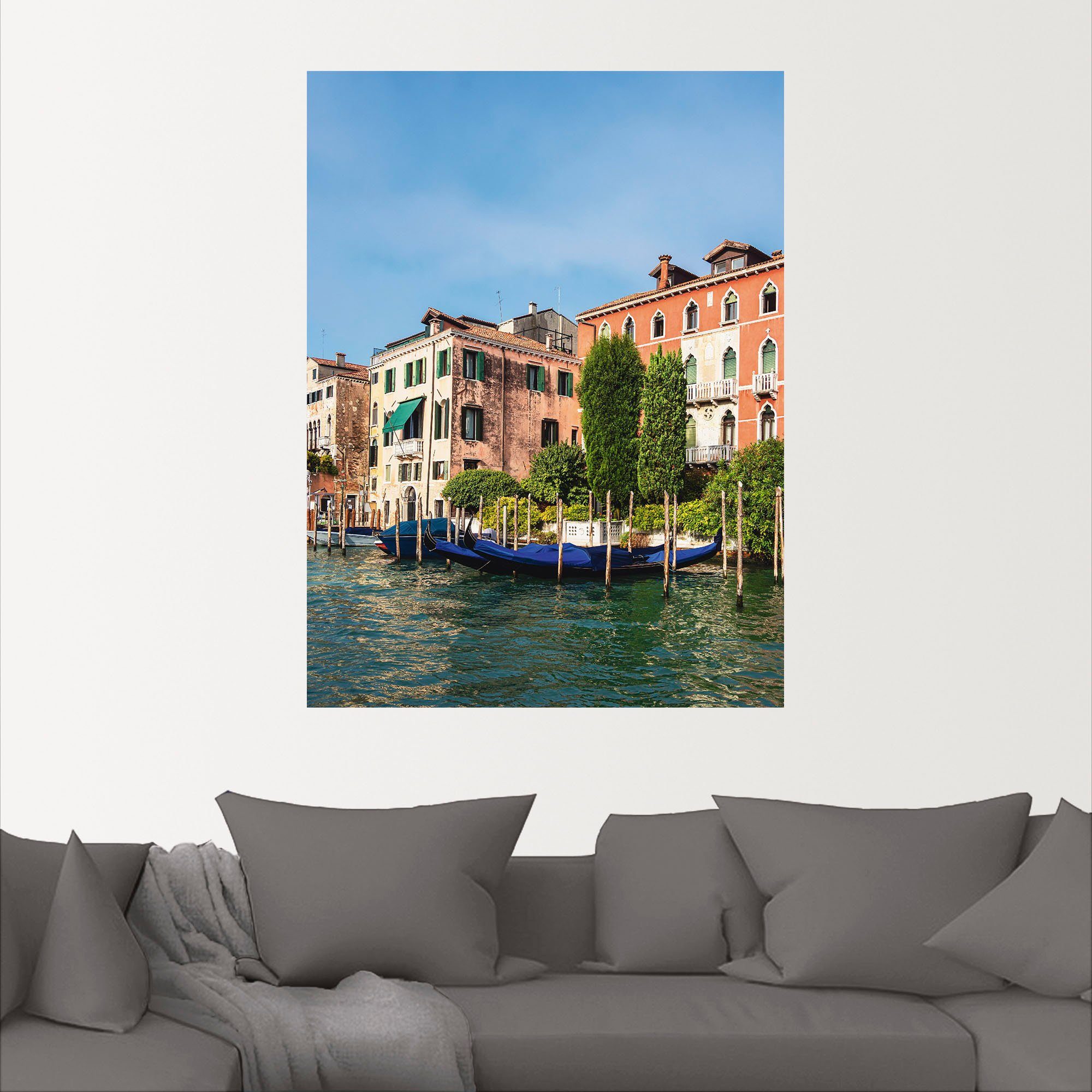 Wandbild Venedig in versch. Poster Venedig, Größen Blick oder als Wandaufkleber historische Artland Gebäude Leinwandbild, auf Alubild, (1 St),