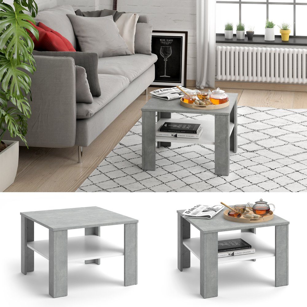 Vicco Couchtisch Homer, Beton/Weiß, 60 x günstig online kaufen