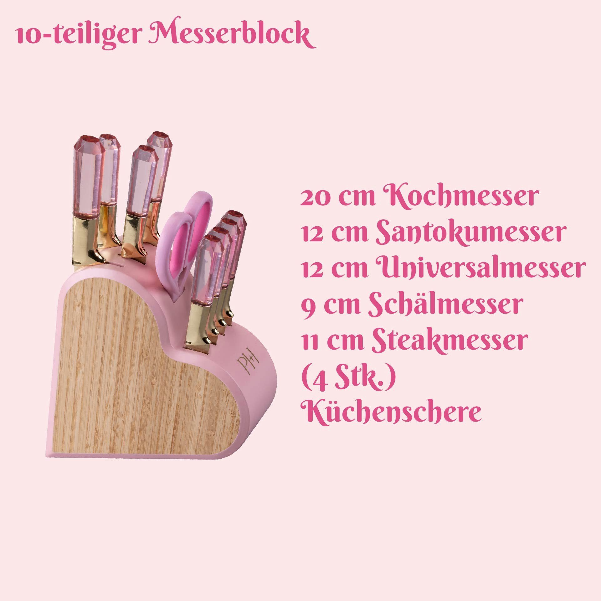 Paris Hilton Messerblock Set, Küchenmesser, Kochmesser, Schälmesser, Universalmesser