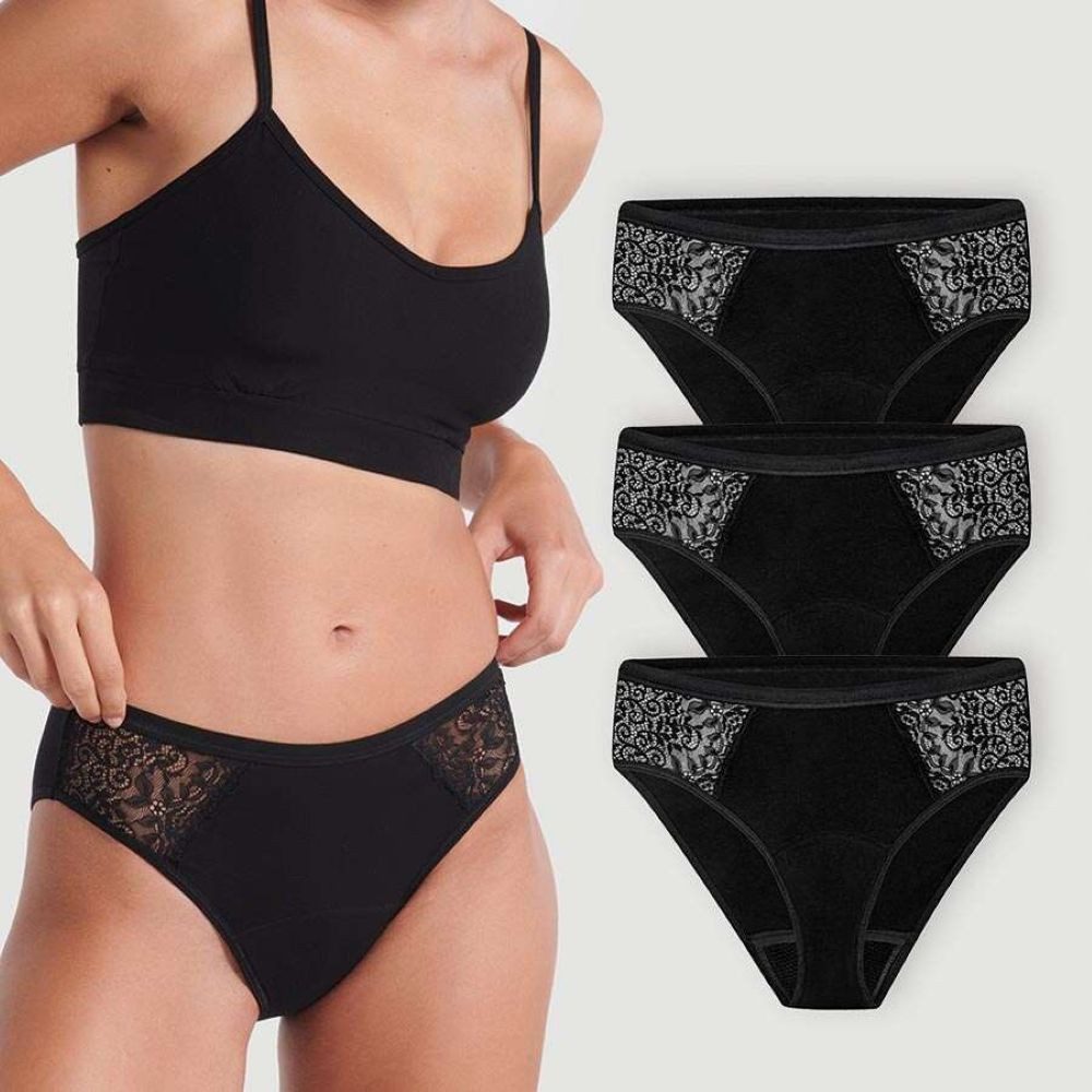 siegmund care Inkontinenz-Pants Damen Slip mit Spitze seitlich, 60 ml in 24 Stunden, XL Gr., 3-St.