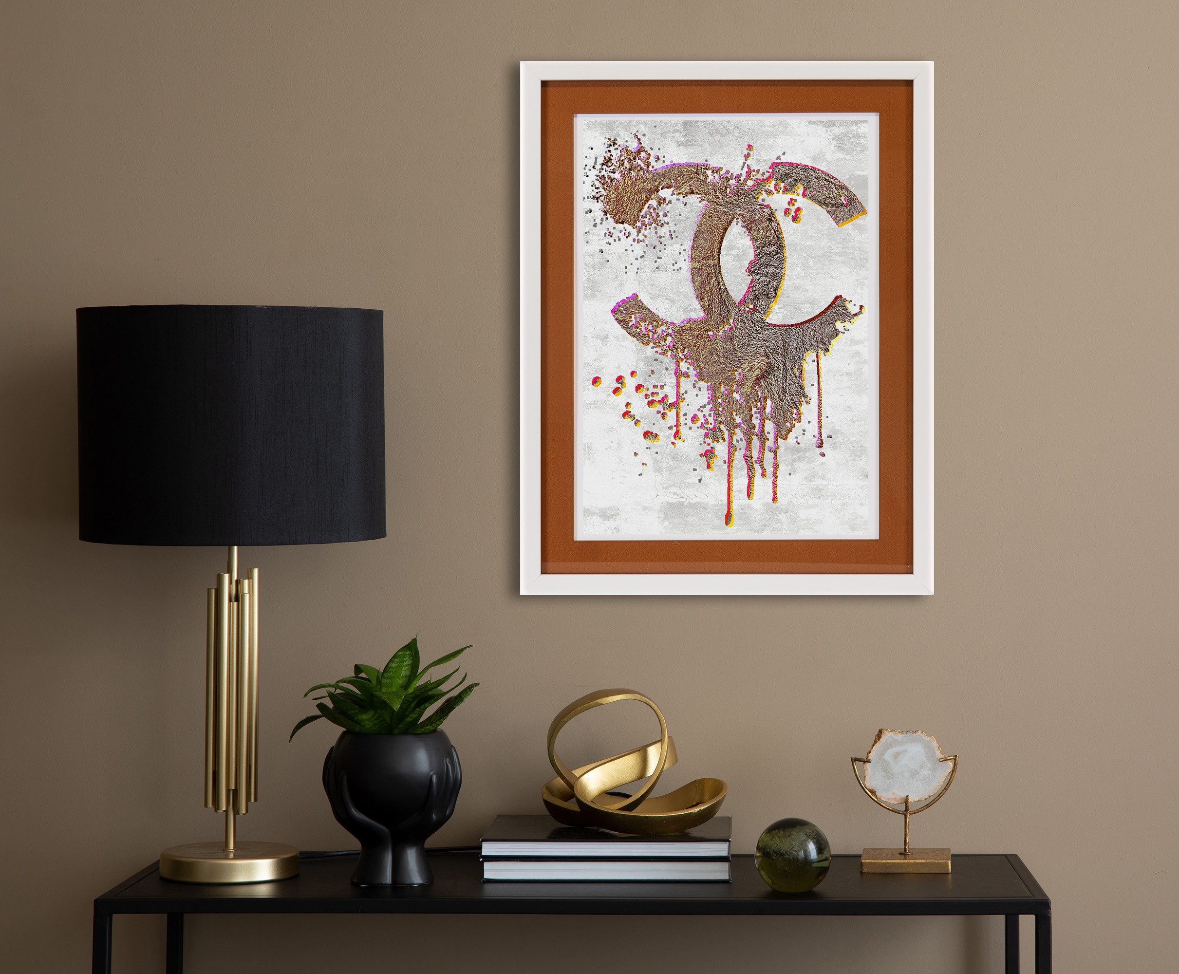 queence Bild mit Rahmen Glitzer Logo, Fashion (1 St), Poster mit buntem Acrylglas Passepartout