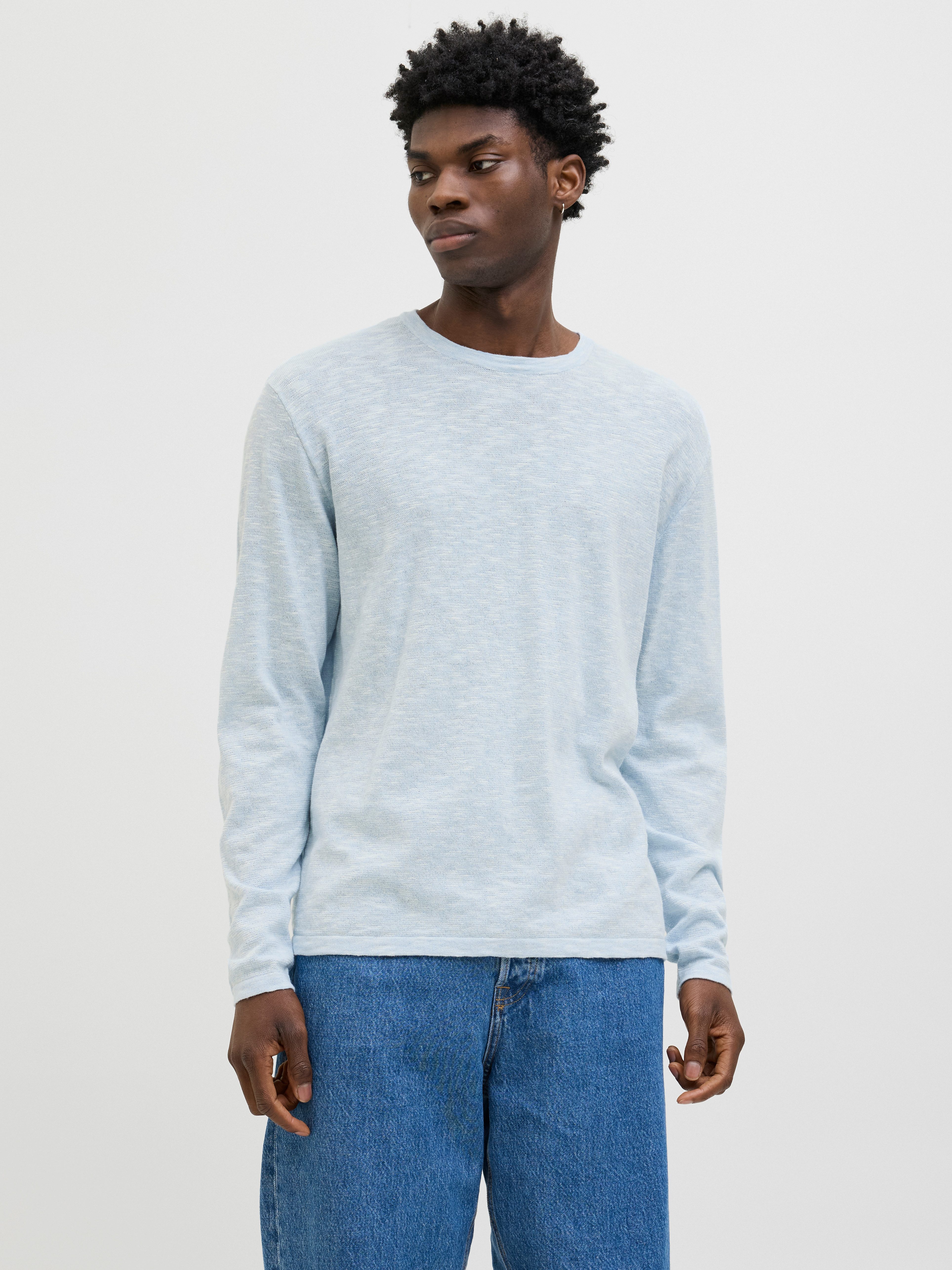 Jack & Jones Rundhalspullover JJESUMMER KNIT CREW NECK SN mit Rundhalsaussc günstig online kaufen