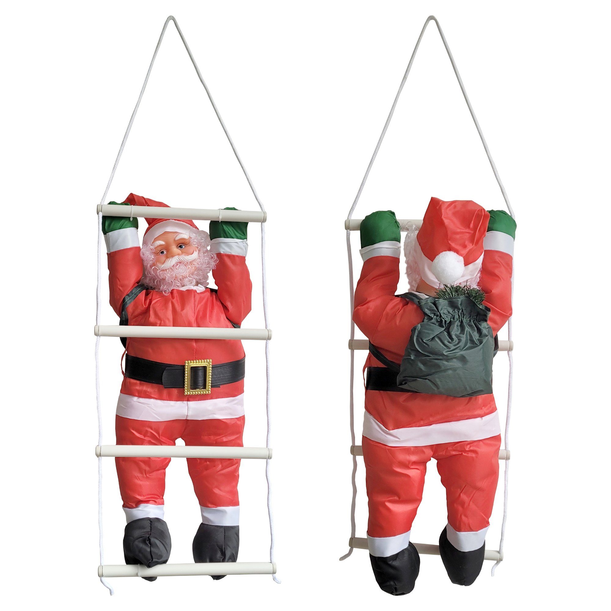 en.casa Weihnachtsfigur, Nikolaus auf Leiter 125cm günstig online kaufen