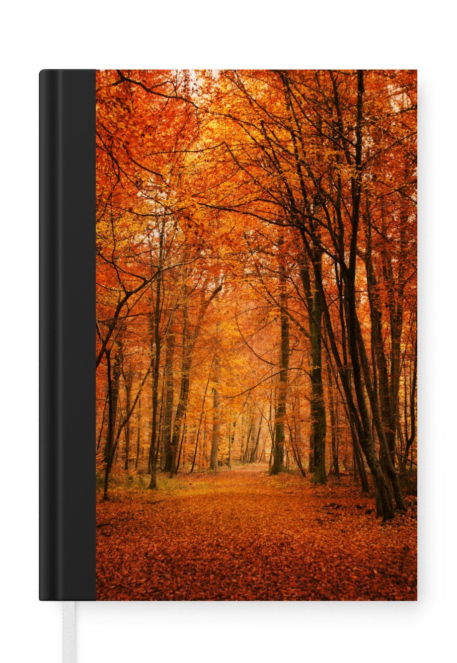 Ein 98 Merkzettel, Notizheft, Herbstfarben, Tagebuch, Haushaltsbuch Journal, MuchoWow A5, mit Notizbuch Seiten, Wald