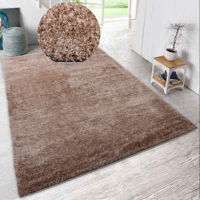Hochflor-Teppich Malin, Home affaire, rechteckig, Höhe: 43 mm, Shaggy in Uni-Farben, einfarbig, leicht glänzend