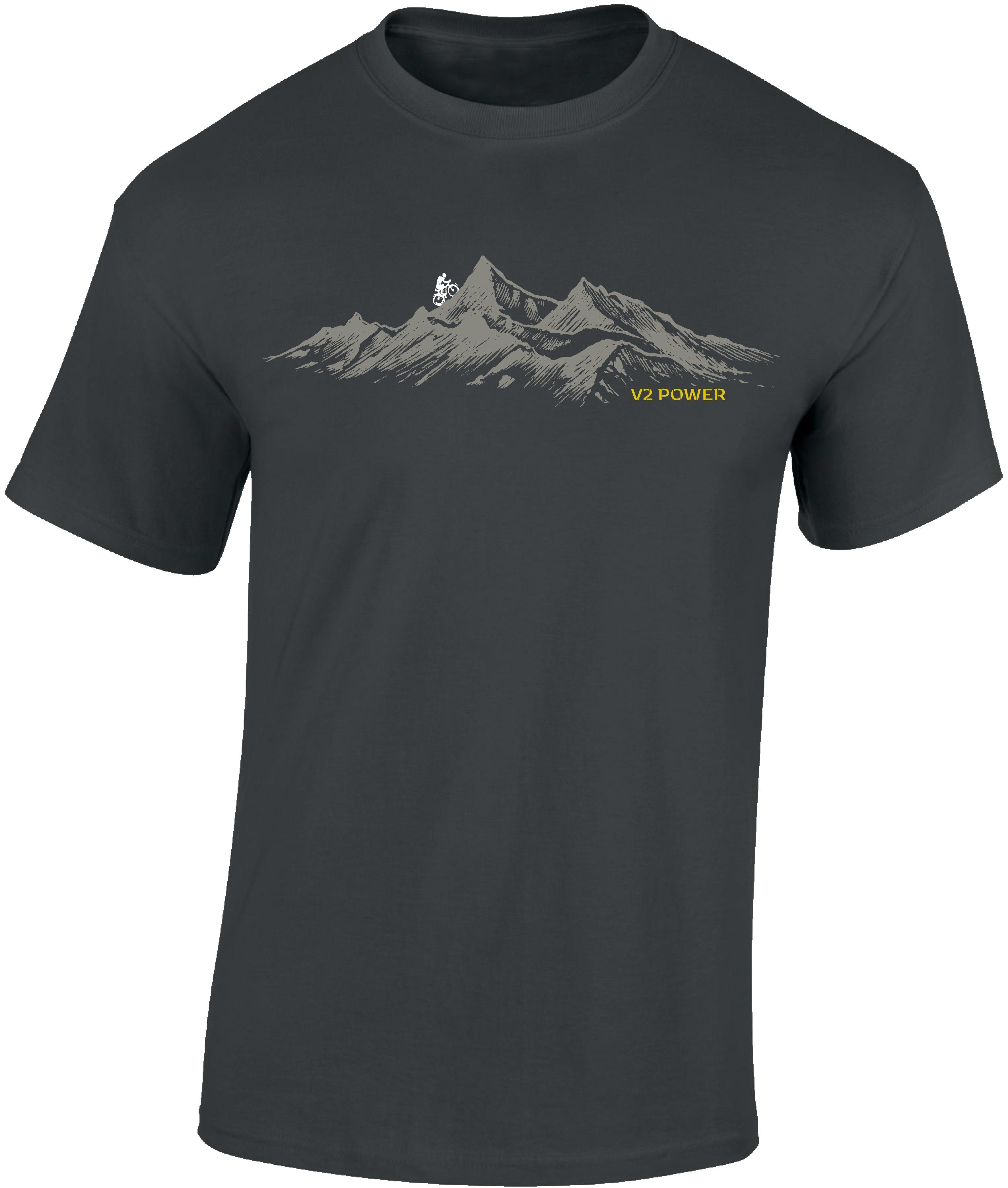 Baddery Print-Shirt Fahrrad T-Shirt : V2 Power - Sport Tshirts Herren - Mountainbike Shirt, hochwertiger Siebdruck, auch Übergrößen, aus Baumwolle