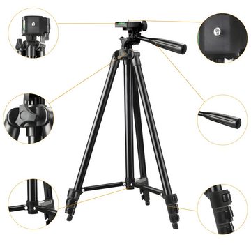 Retoo Stativ Tripod 128cm Handy Smartphone Bluetooth Halterung Kamera Kamerastativ (Bluetooth-Fernbedienung, Kompatibilität, 3-stufige Regulierung Höhe)