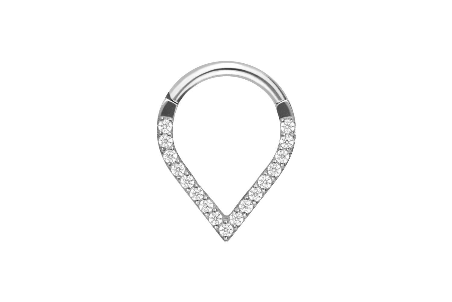 PIERCINGLINE Nasenpiercing Titan Segmentring Clicker SPITZ + EINGEFASSTE KRISTALLE Ohrpiercing (Clicker, 1-tlg), Ohrpiercing für Conch, Helix, Tragus, Daith, Lobe