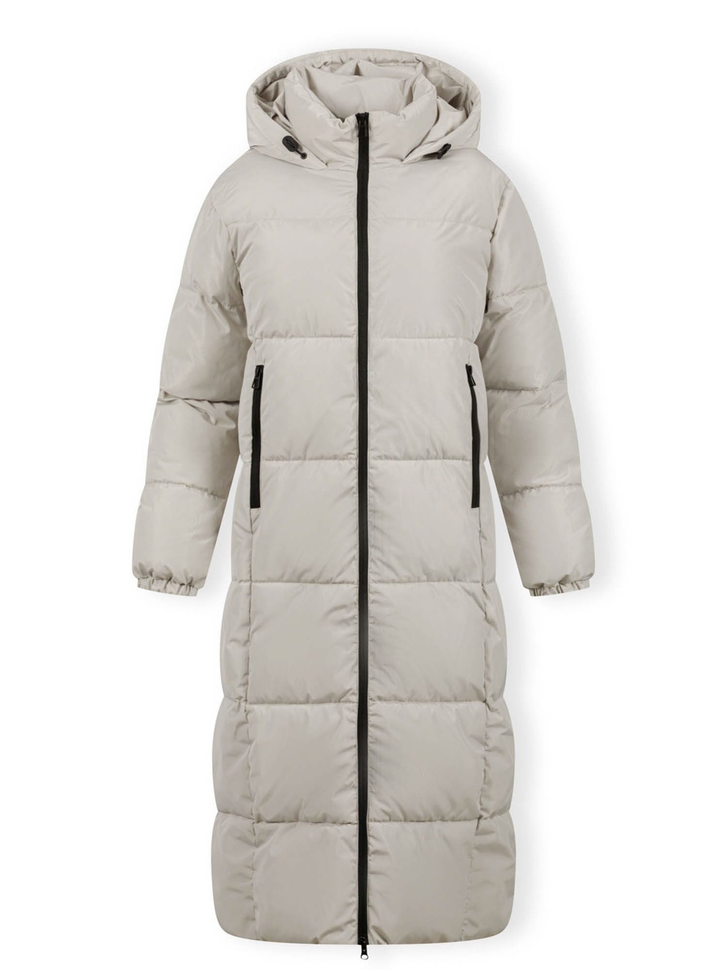 Respect Winterjacke Lange gesteppte Winterjacke mit Kapuze und Zipperdetails (XS-XXL)