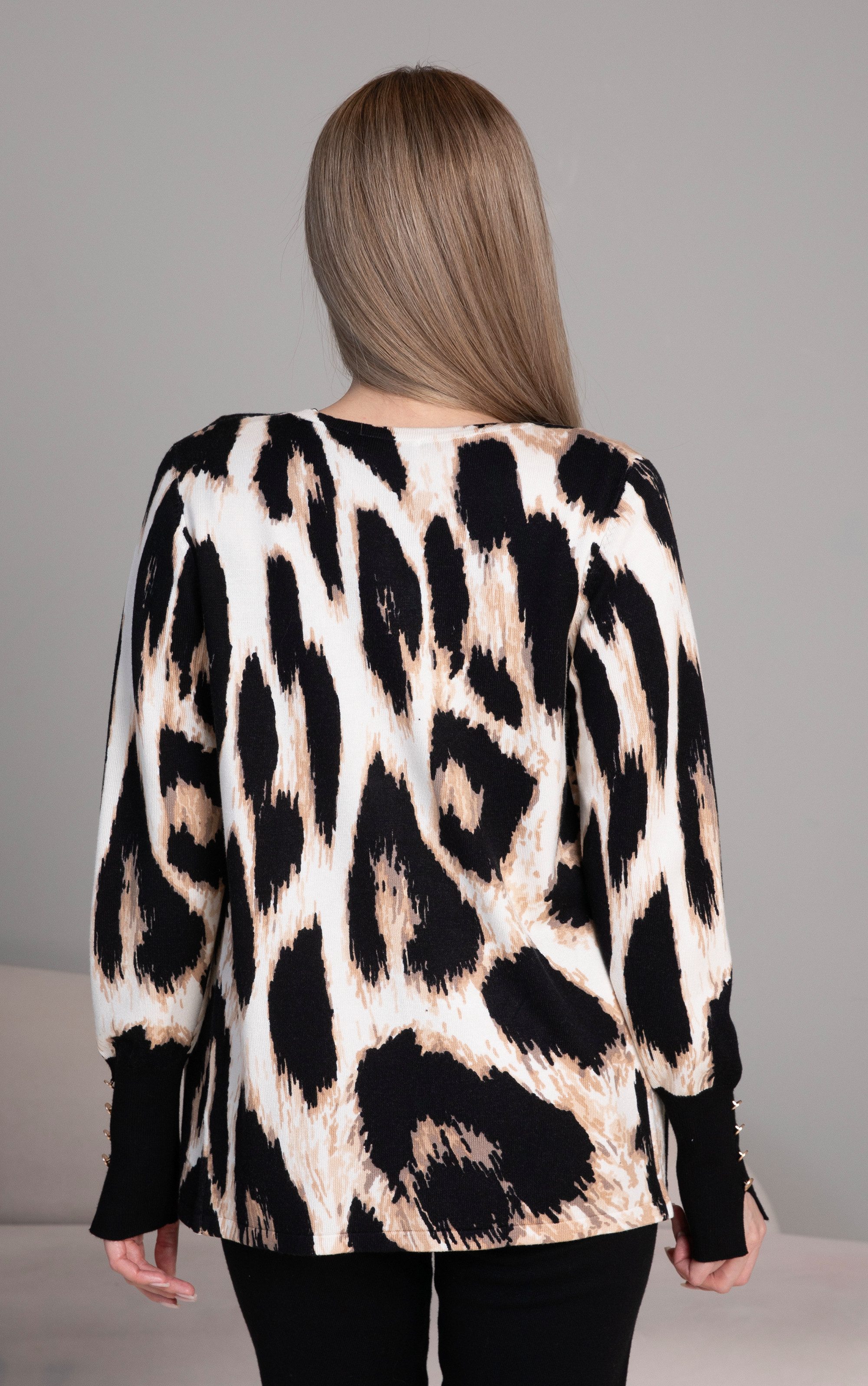 Passioni 2-in-1-Strickjacke Twinset mit großem Animalprint günstig online kaufen