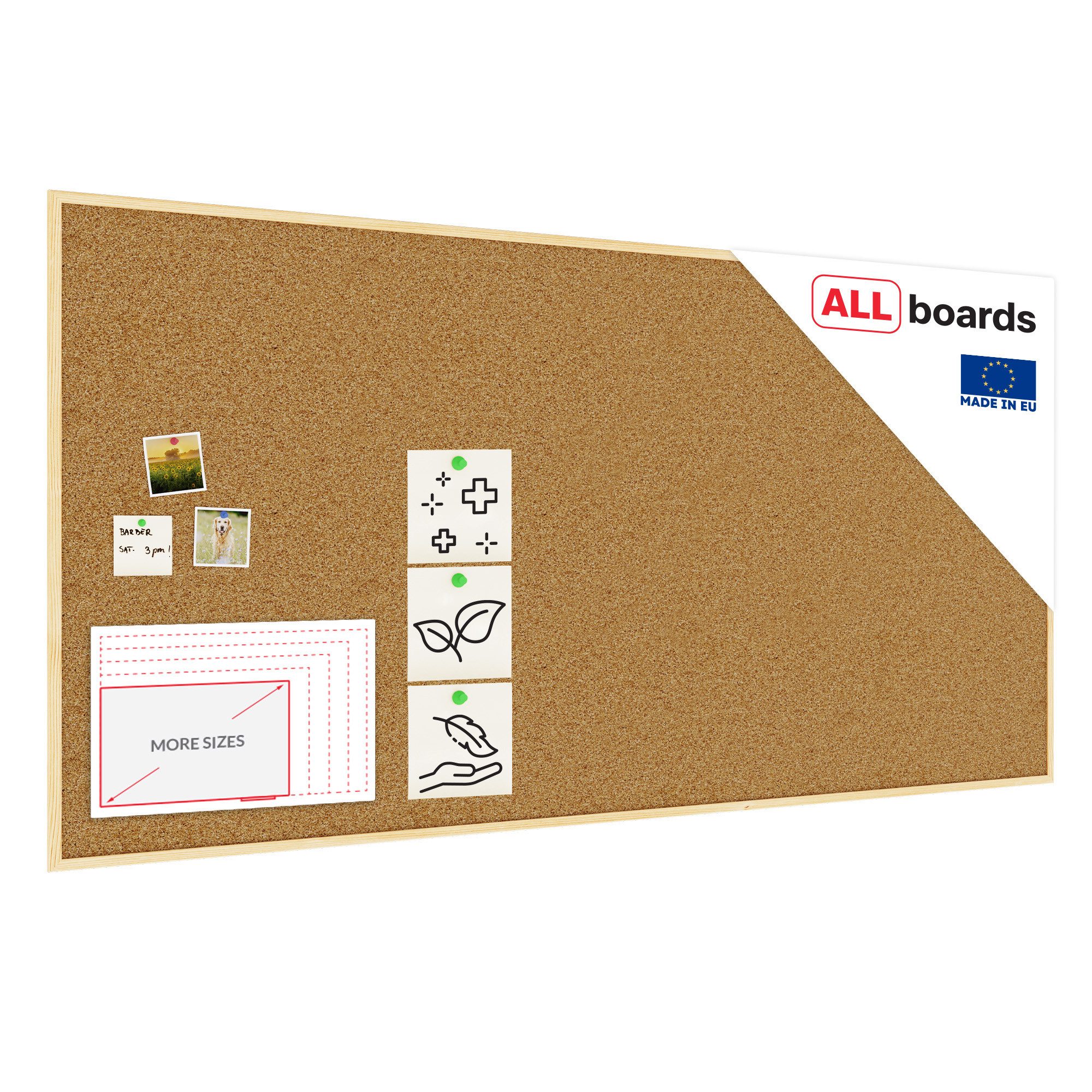ALLboards Memoboard ALLboards Pinnwand mit Holz Rahmen Korktafel Korkwand