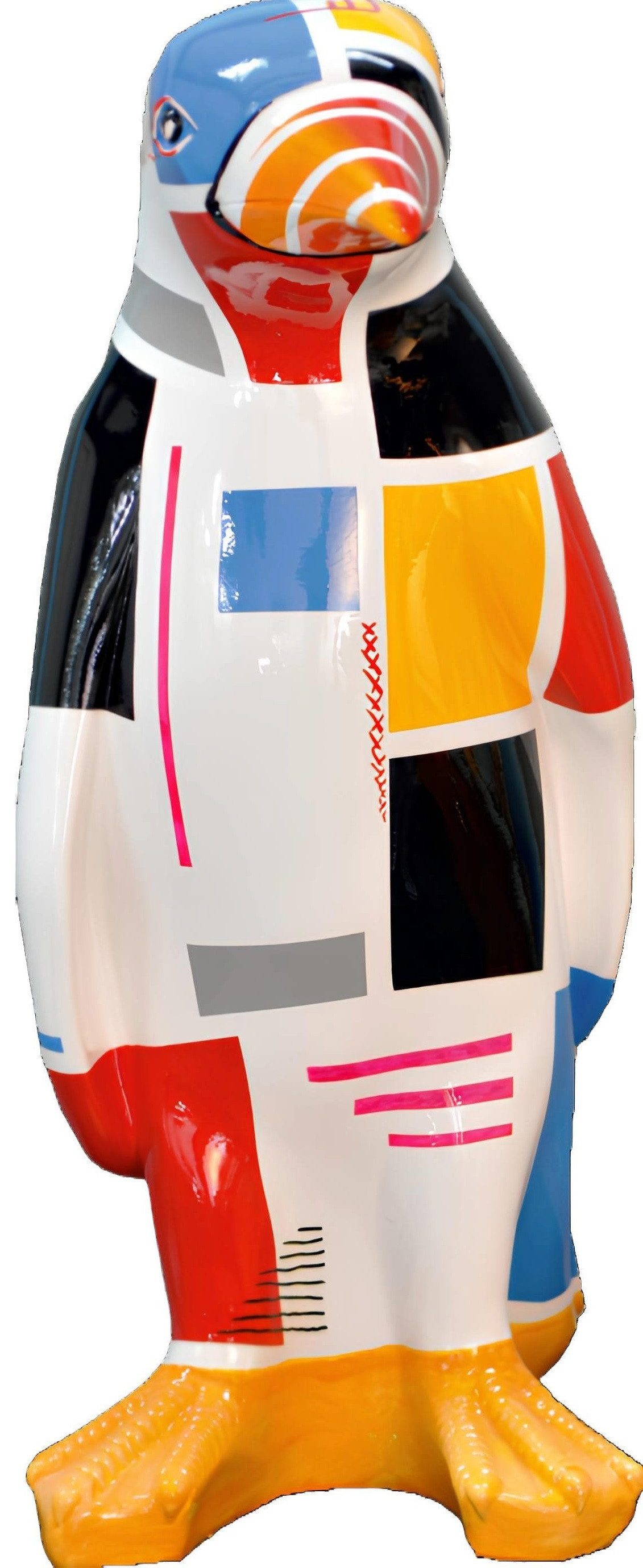 Xlmoebel Dekofigur Handgefertigte Pinguin Skulptur in lebendigen Farben (Pinguin-Quadrate Material: Kunststoff 67 cm Höhe), Hergestellt in Europa
