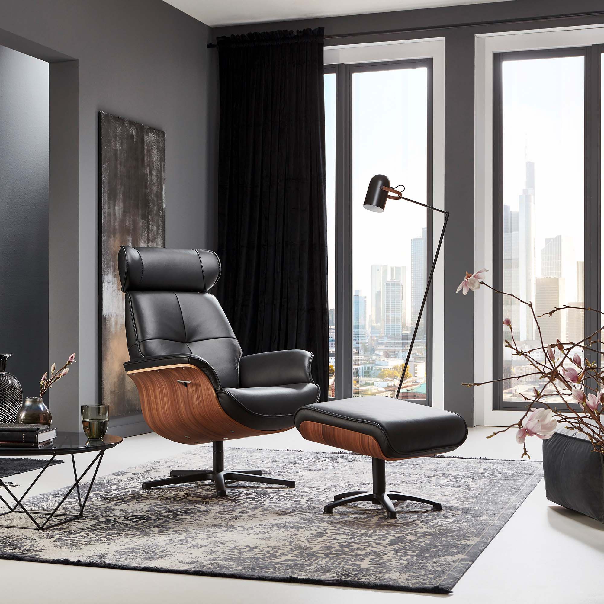 HUKLA Fußhocker HU-CP2213, Echtleder-Bezug