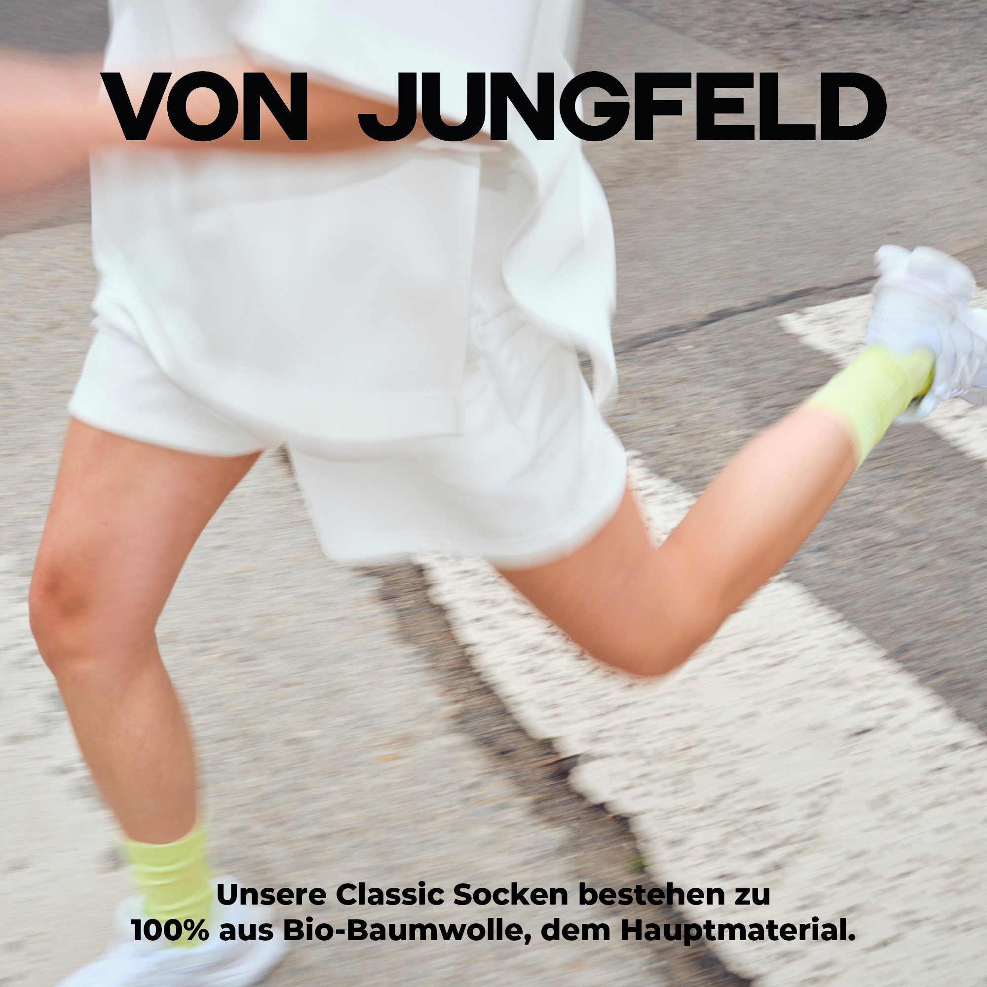 von Jungfeld Tennissocken Einfarbige CLASSICS Bio-Baumwolle 35-46 Unisex (2-Paar, 2er-Pack) Sportsocken mit verstärkter Ferse & Fußsohle