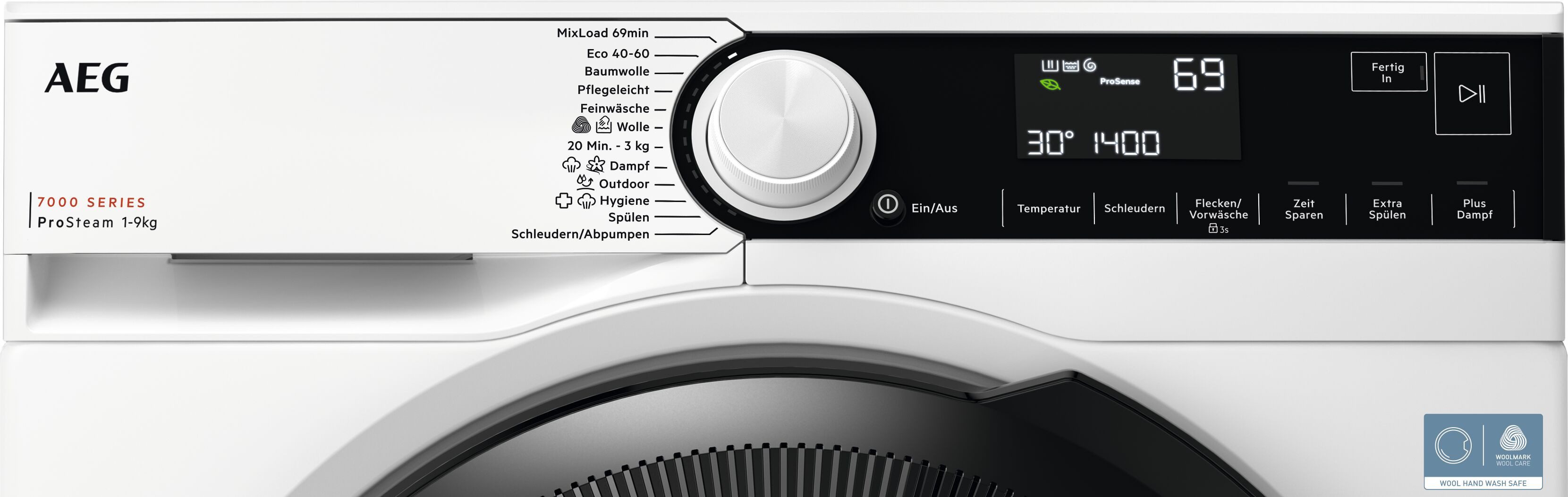 AEG Waschmaschine 7000 ProSteam® LR7GA49FL, 9 kg, 1400 U/min, ProSteam®: Auffrischen mit Dampf statt Waschen und 96 % Wasser sparen