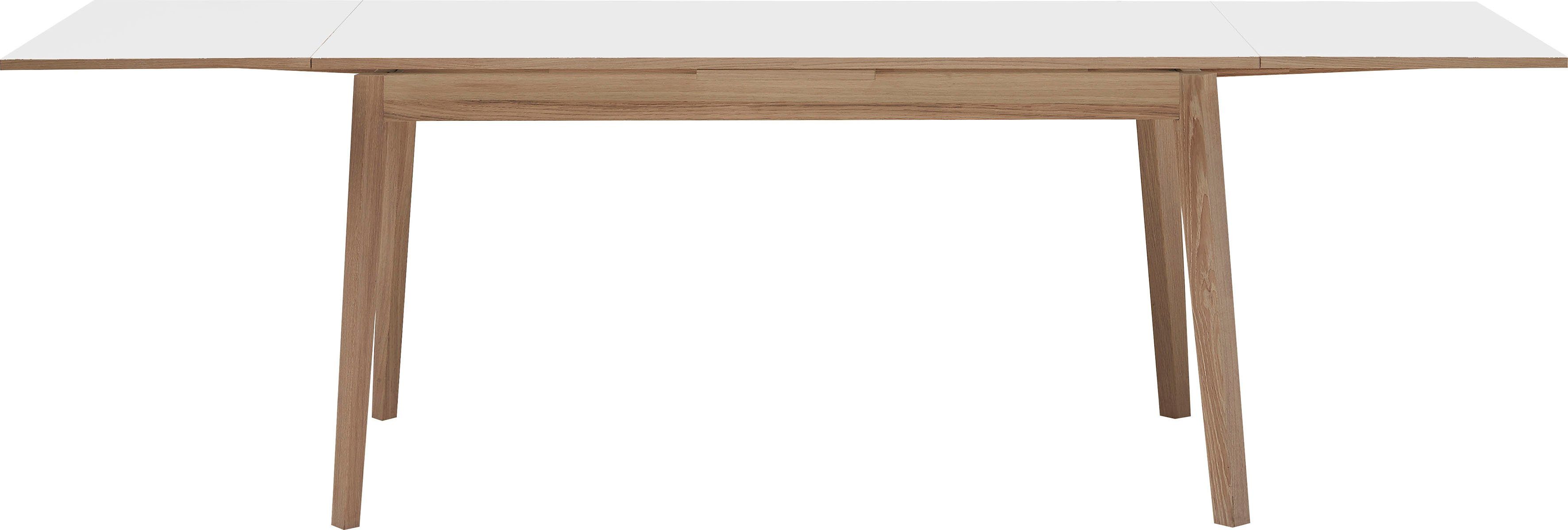 Hammel Furniture Esstisch Basic aus Gestell Tischplatte Melamin in Hammel 120(220)x80 cm, Weiß/Eichefarben Massivholz und Single, by