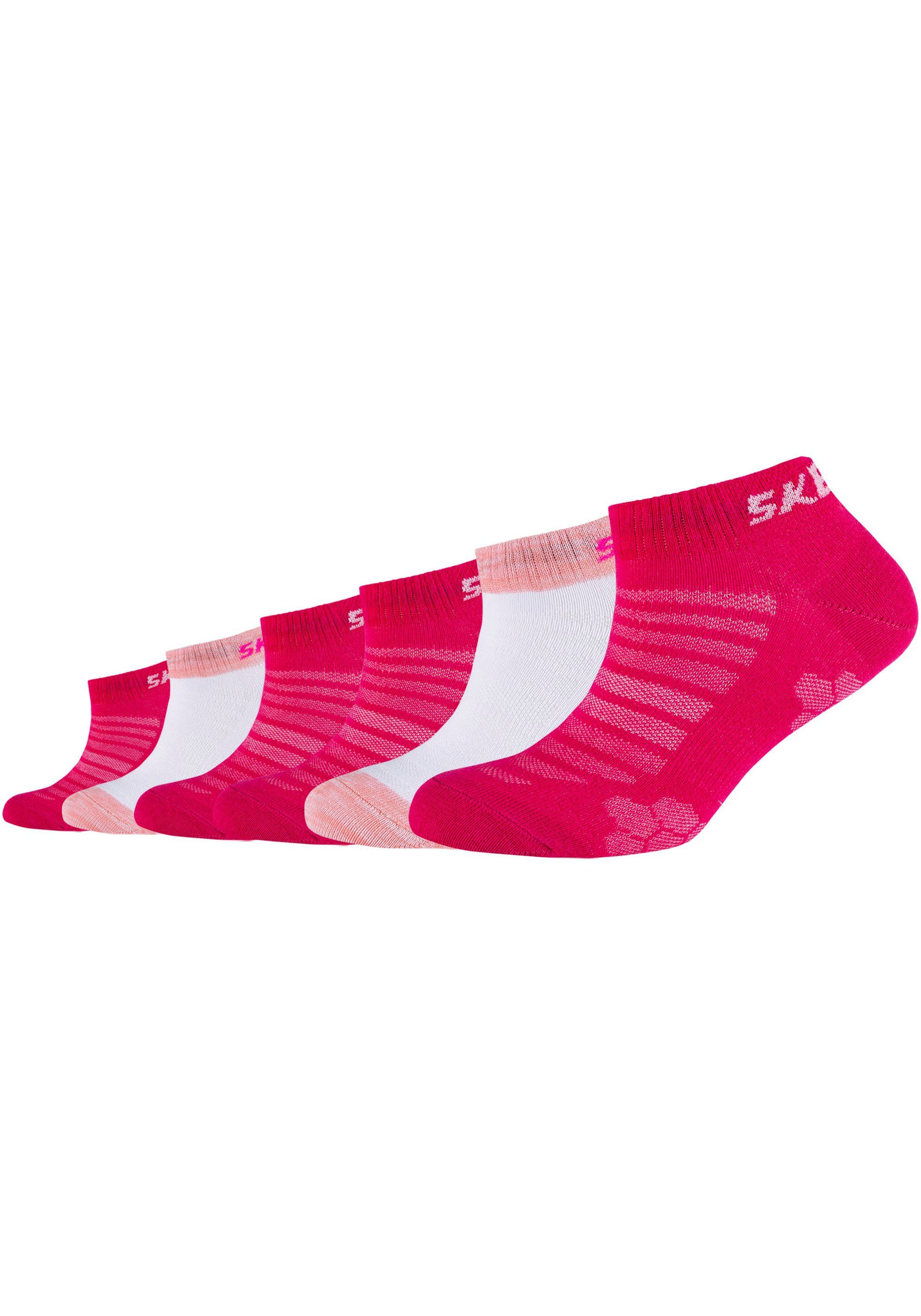 Skechers Sneakersocken glow Netzbelüftung pink 6-Paar) feuchtigkeitsregulierender (Packung, mix Mit