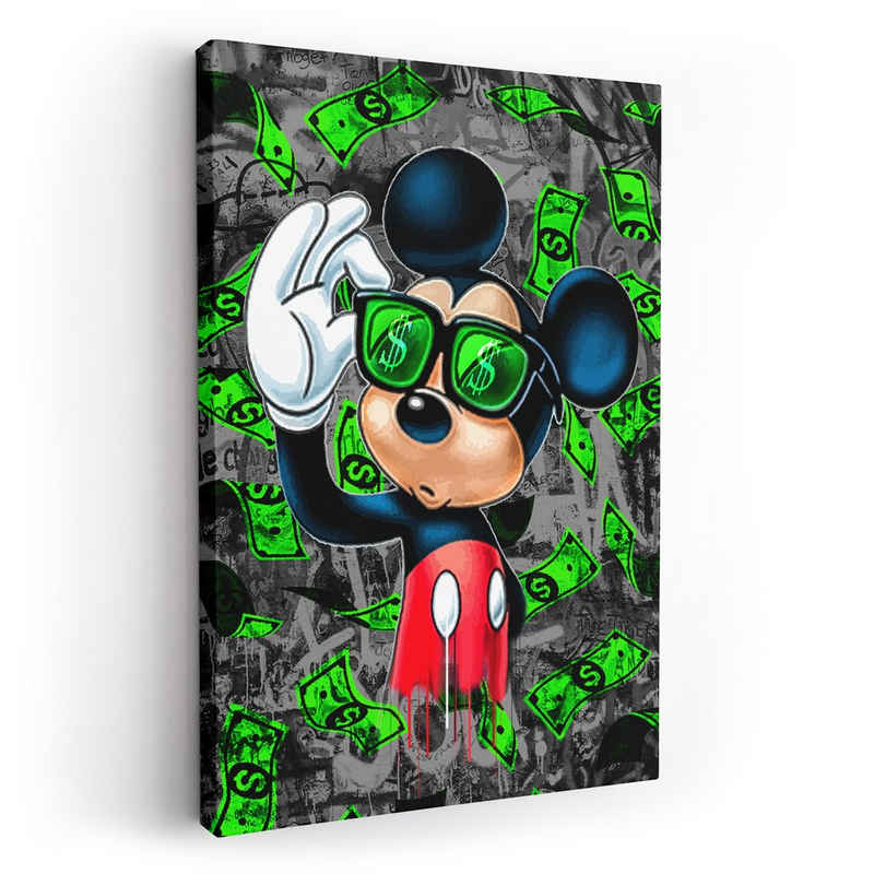 ArtMind Wandbild »Micky Maus - Money Rain«, Premium Wandbilder als Poster & gerahmte Leinwand in 4 Größen, Wall Art, Bild, Canva