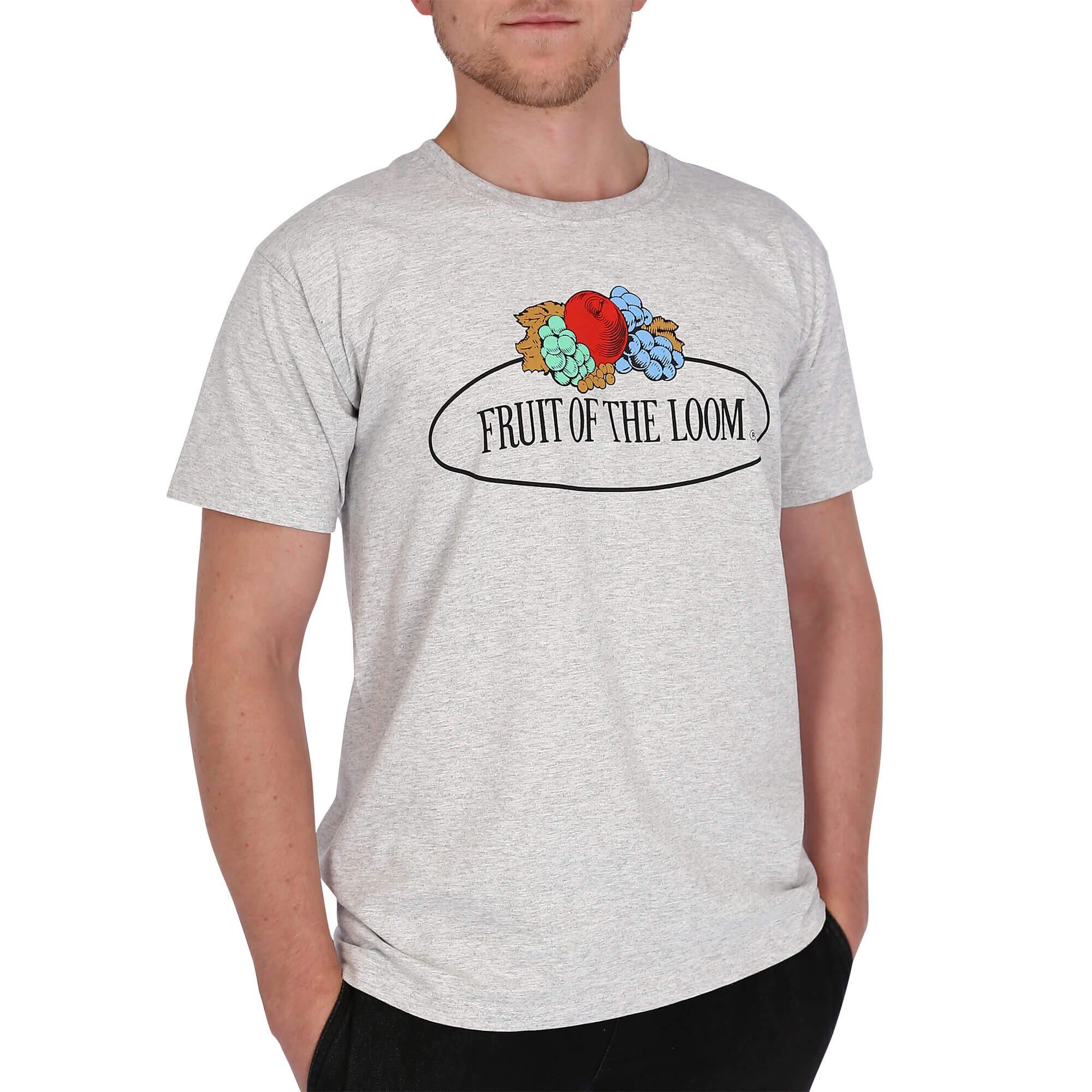 Fruit of the Loom Rundhalsshirt Fruit of the Loom Fruit of the Loom T-Shirt mit Vintage Logo graumeliert