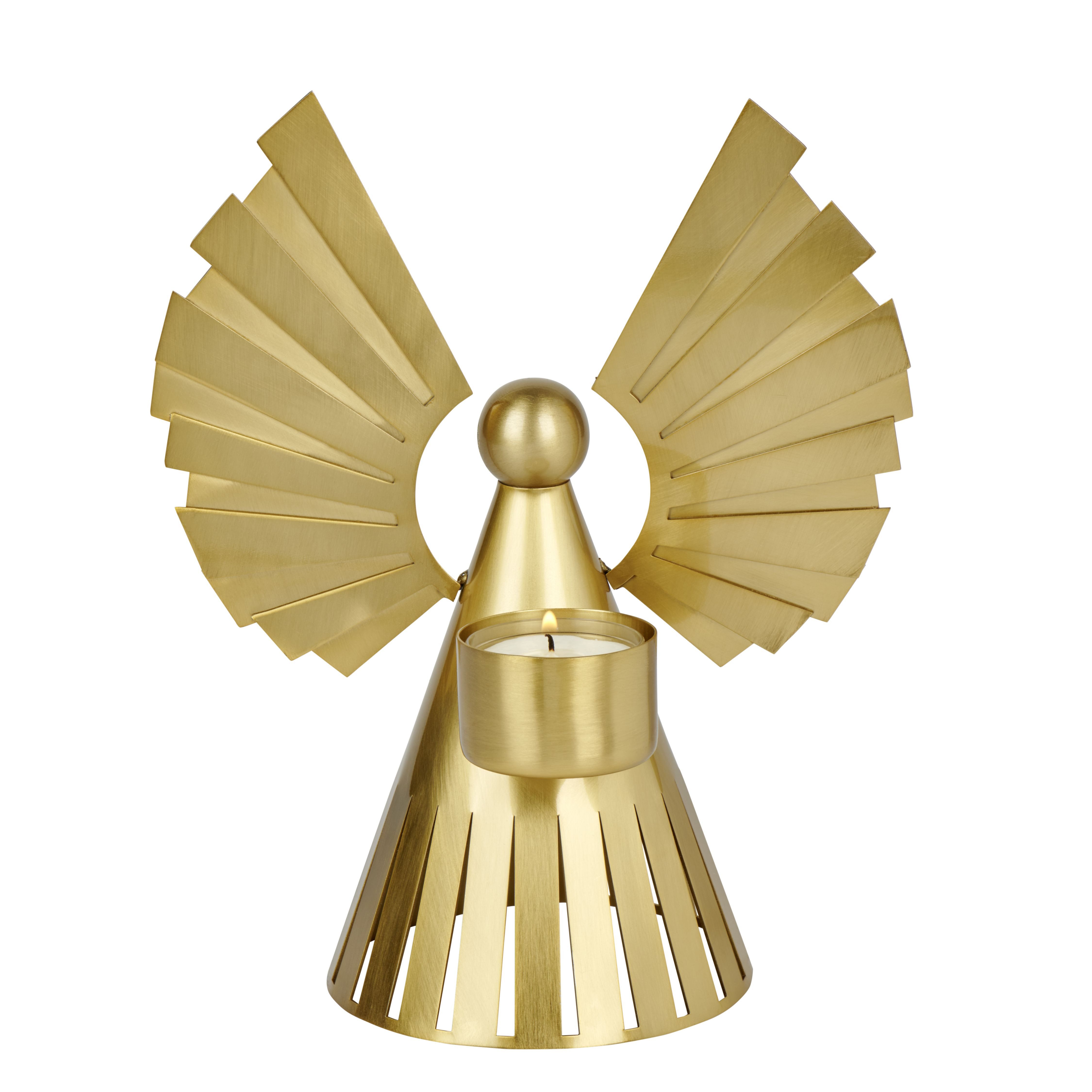 Lambert Kerzenständer Uriel Teelichthalter EngelEdelstahl, antik gold H 20, günstig online kaufen