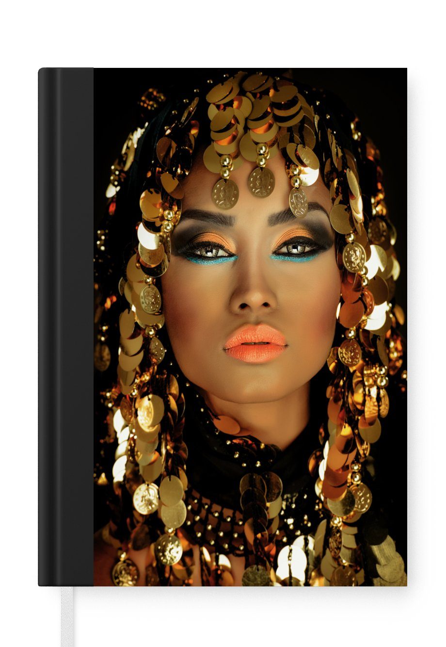 MuchoWow Notizbuch Frau - Kleopatra - Gold - Schmuck - Make-up - Luxus, Journal, Merkzettel, Tagebuch, Notizheft, A5, 98 Seiten, Haushaltsbuch