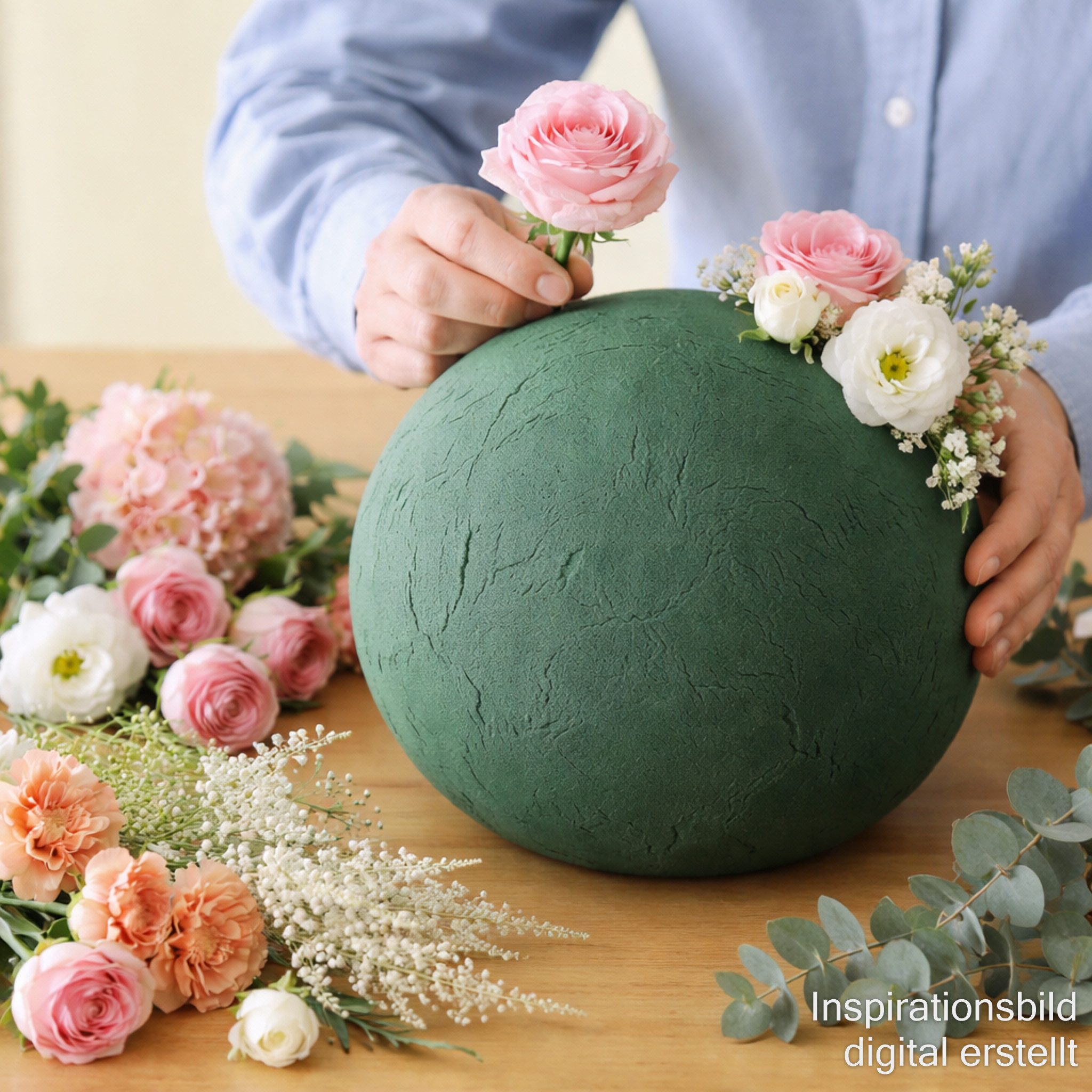 Creativery Bastelmoos, Nass Steckschaum Kugel 20cm für Frischblumen 1 Stück