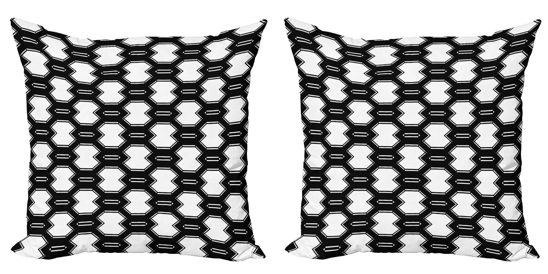 Kissenbezüge Modern Accent Doppelseitiger Digitaldruck, Abakuhaus (2 Stück), Abstrakt Monochrome polygonale Gitter