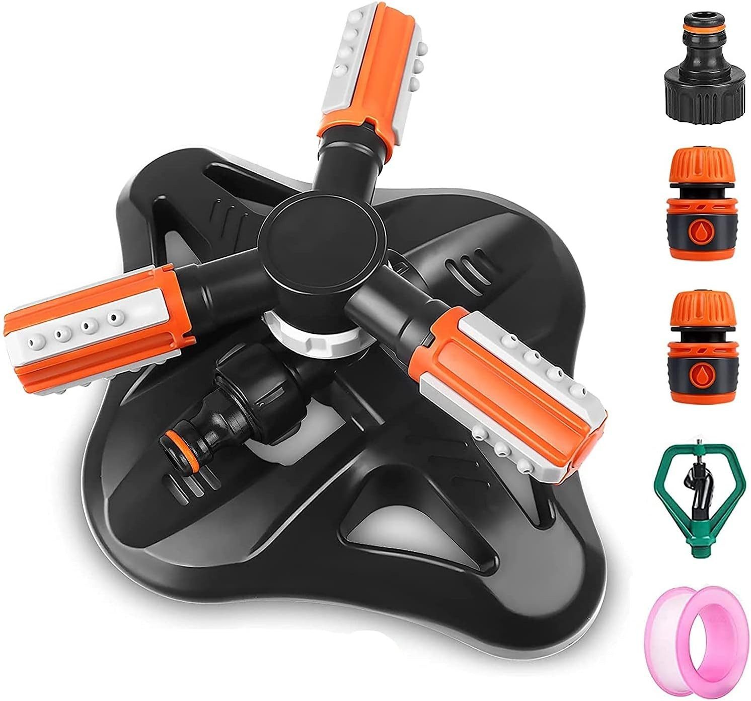 Bewässerungsbrause Garten Sprinkler Rasensprenger, 3 Arme Auto 360 Rotierend