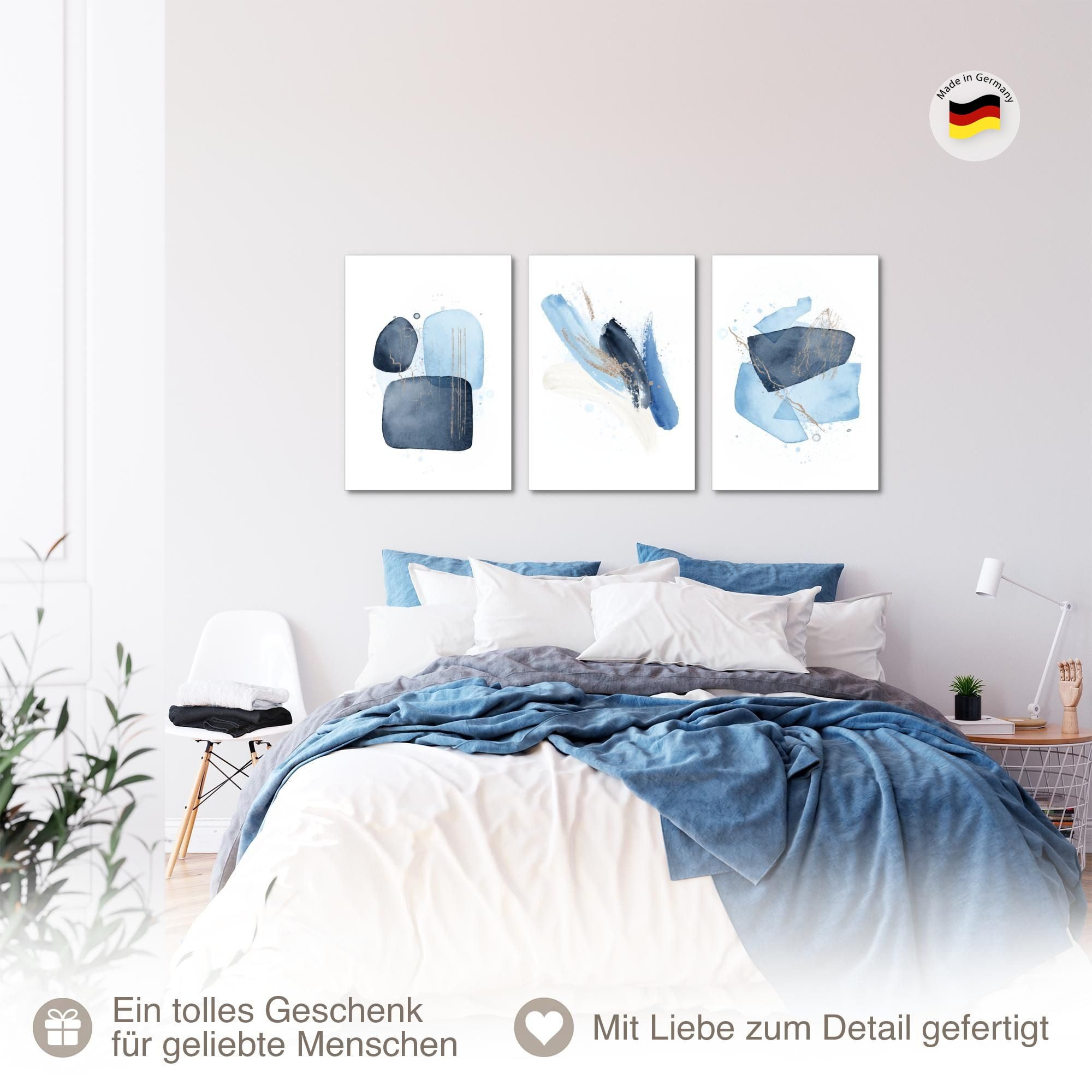 Novart Wandbild Bilder Liebe Home Abstrakt AUFHÄNGFERTIG Flur Deko Weiss Blau N0383, 40 x 60 cm - 3 Bilder – Bild 5 von 5