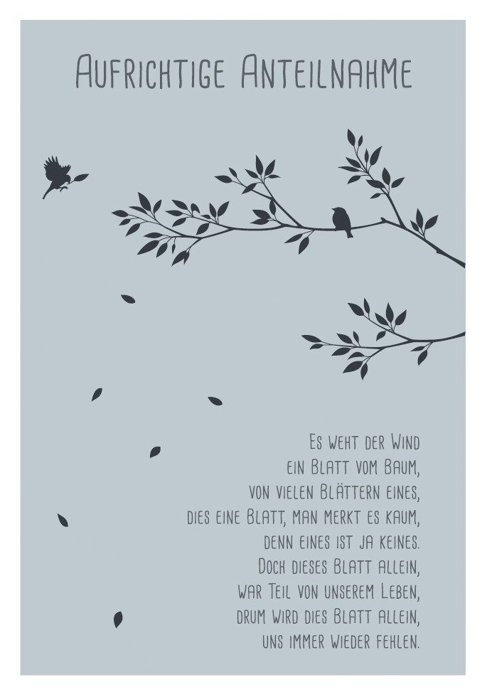 Perleberg Grußkarten Trauer – Beileid – Kondolenz - Beileidskarte im Format 11,5x17cm