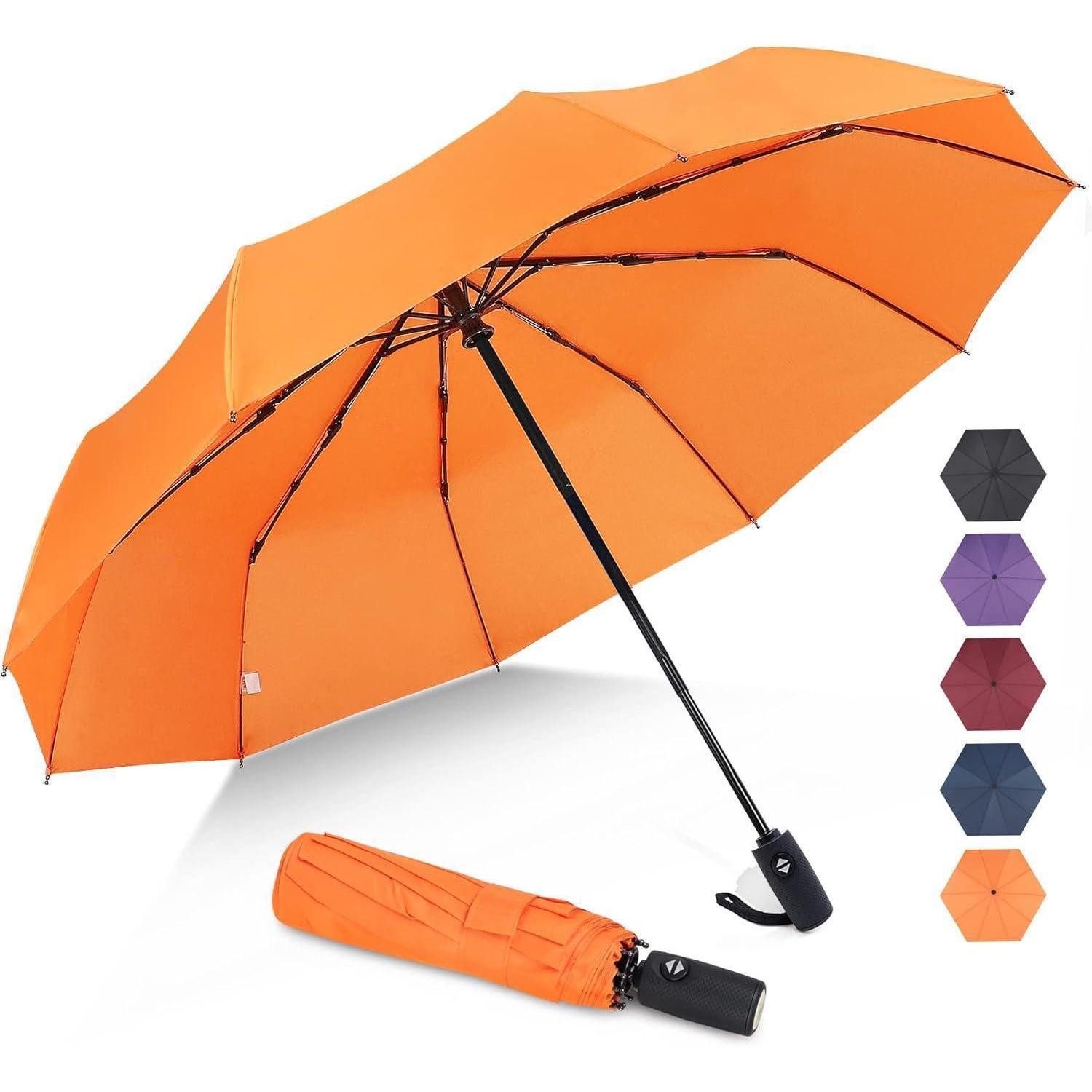 LuxusKollektion Taschenregenschirm Regenschirm Taschenschirm Automatik Sturmfest Windfest Klein Orange
