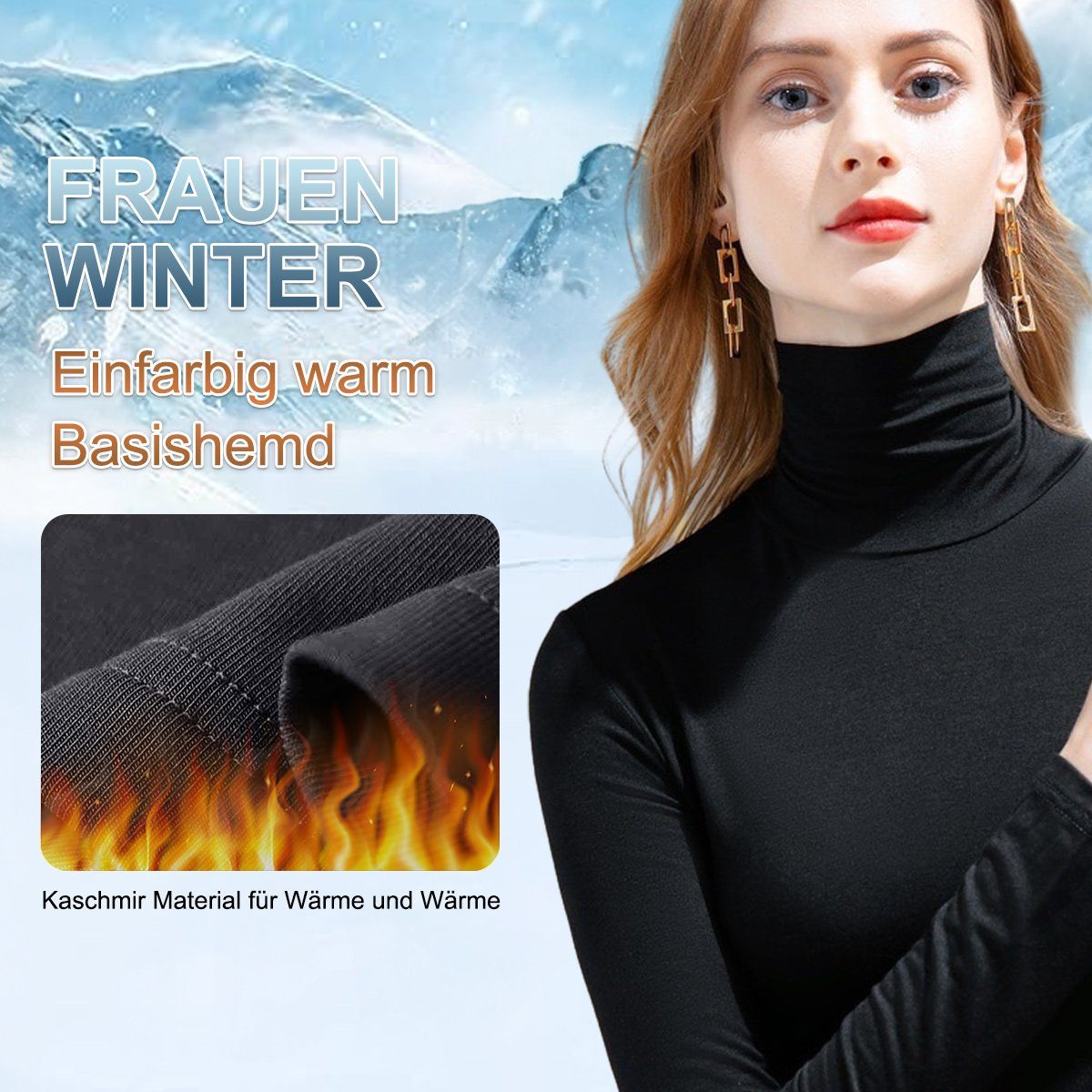 Thermounterhemd Elegant Damen Jormftte Fit Slim Carbon für Langarm Ink Pullover Black Winter