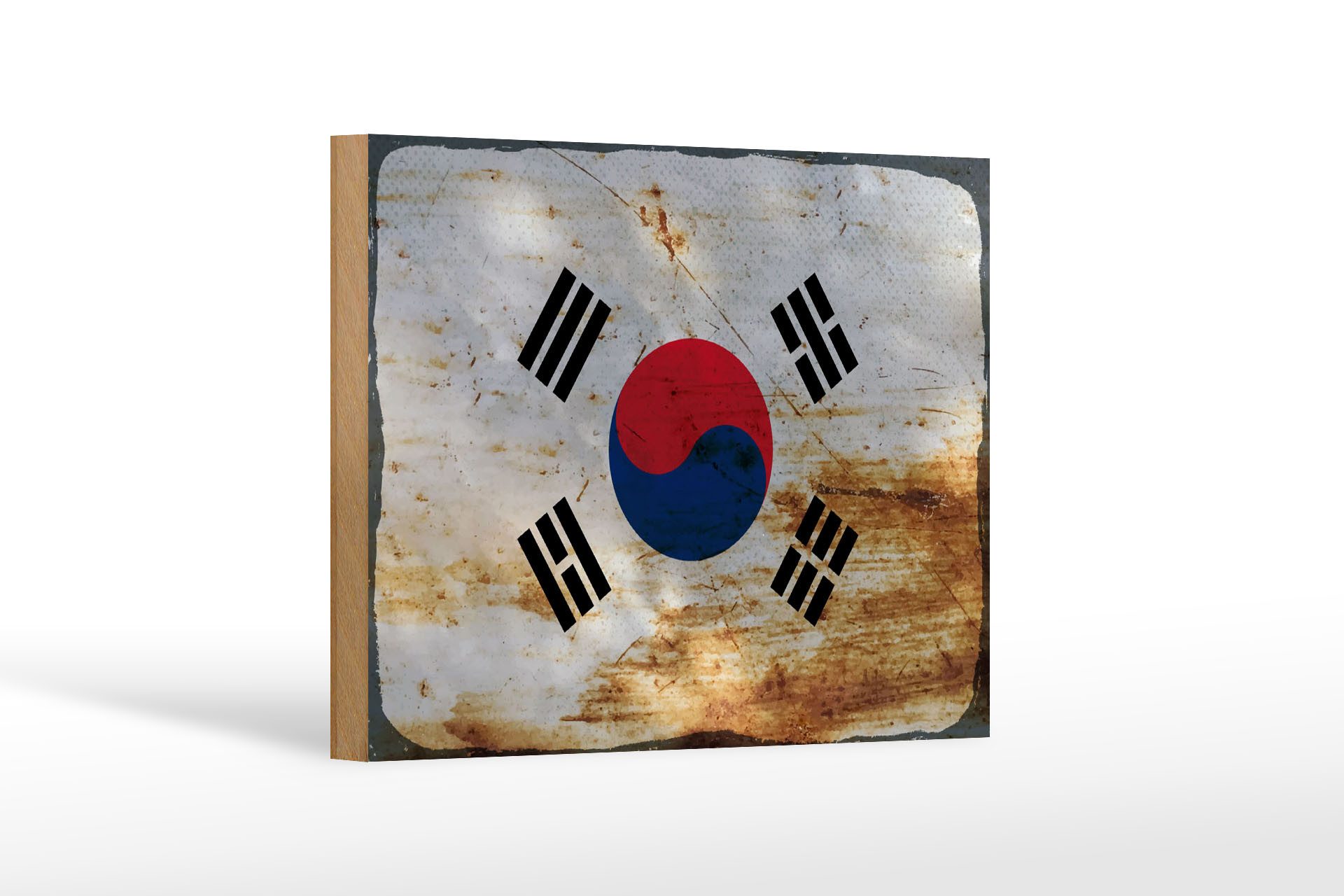 Femer GmbH Holzbild Flagge Südkorea 18x12cm Flag South Korea Rost, Flaggen (1 St), Glatte Holzfaserplatte (MDF), vorn beschichtet