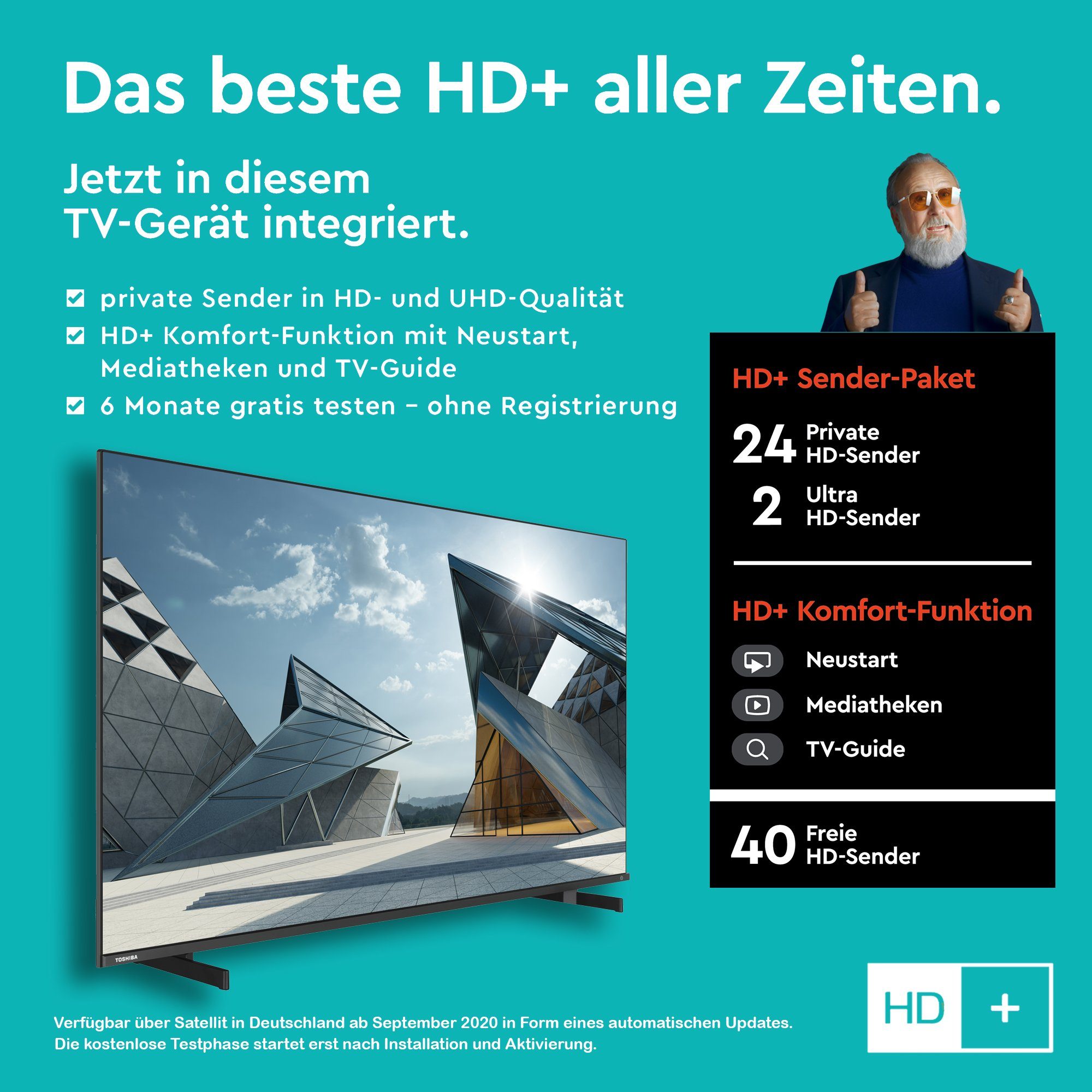 Onkyo HD) Zoll, TV, Inkl. (139 Toshiba by QLED-Fernseher Smart Monate Triple-Tuner, 6 Sound 4K cm/55 Vision, HDR 55QL5D63DAY - Ultra Dolby HD,