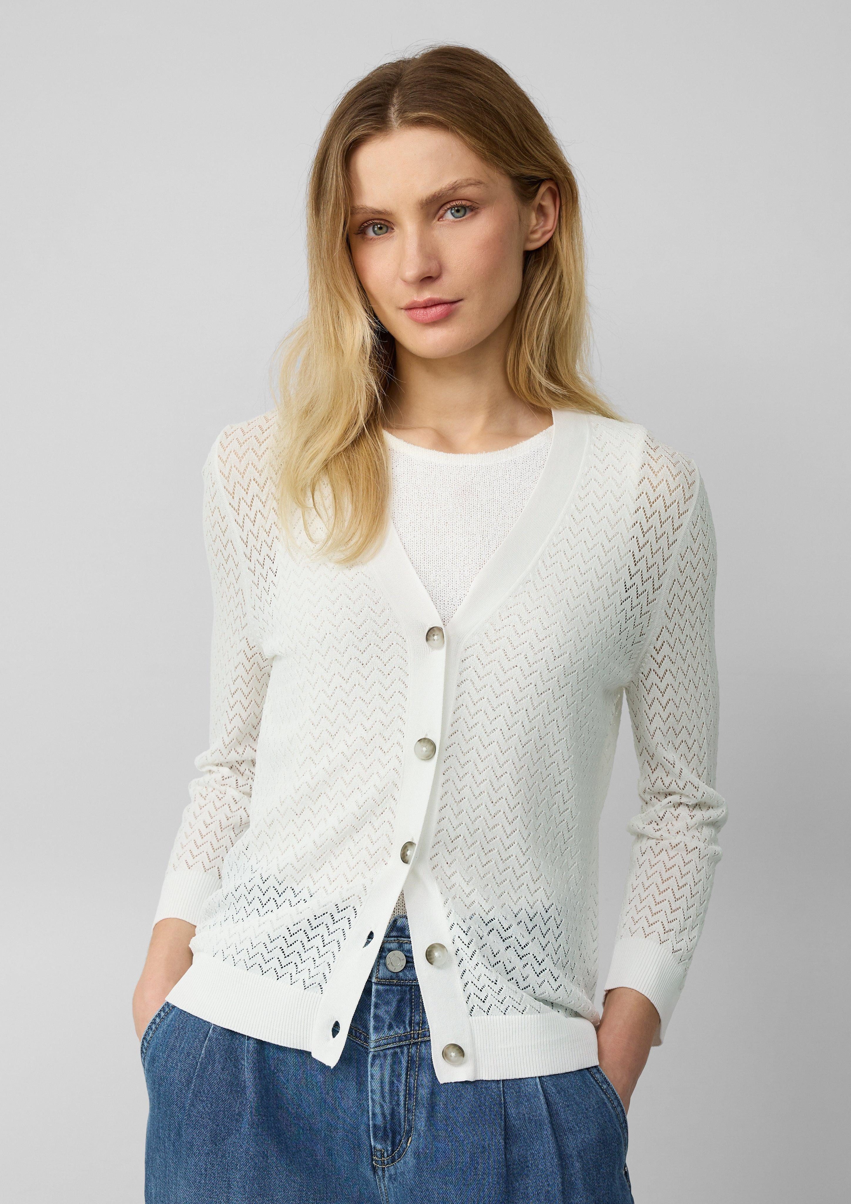s.Oliver Strickjacke Ajour-Strickjacke aus Viskosemix günstig online kaufen