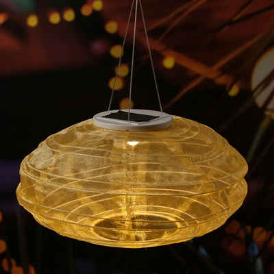 MARELIDA LED Lampion »LED Solar Lampion FESTIVAL für Balkon Terrasse Garten D: 35cm Lichtsensor gold«
