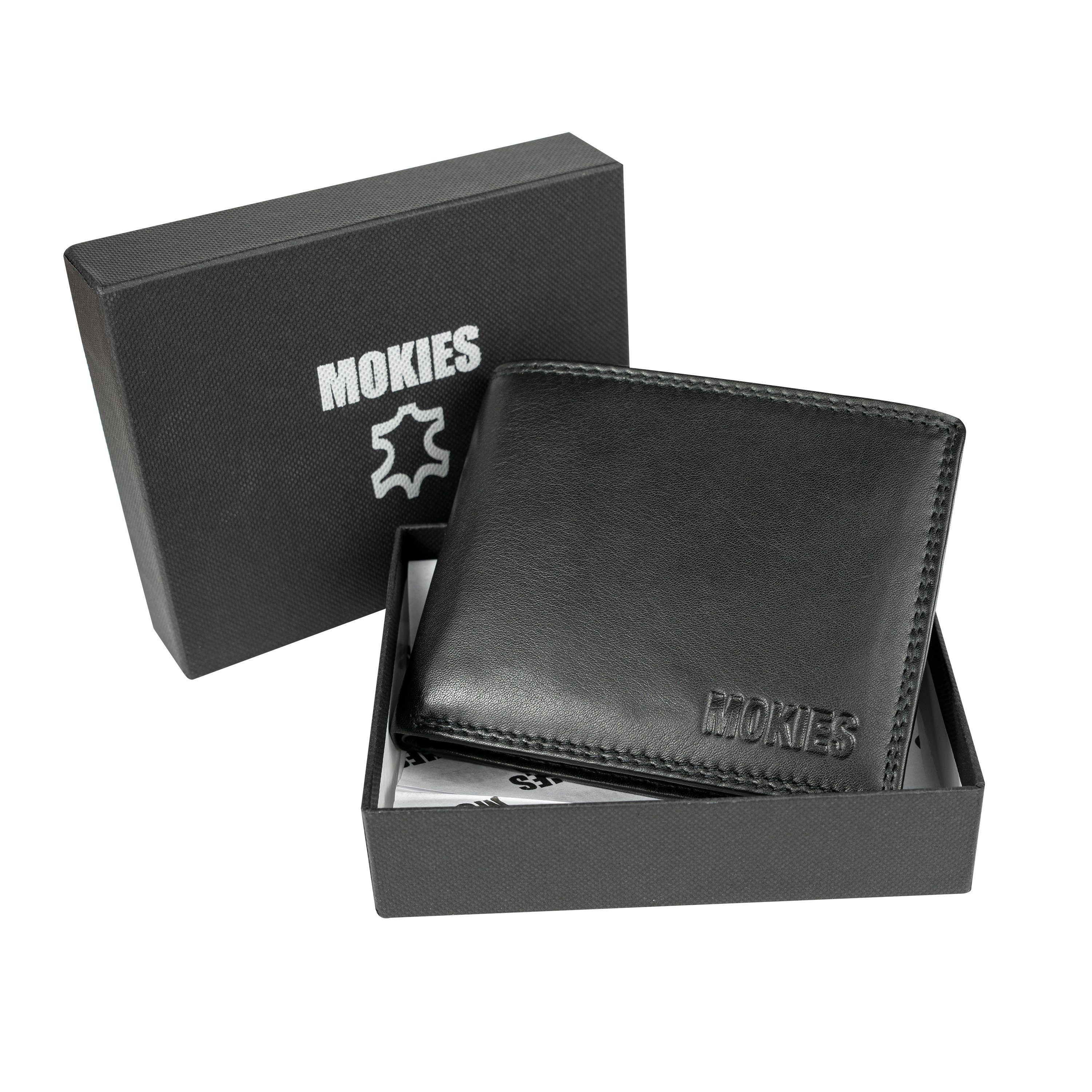 Premium Portemonnaie MOKIES Geldbörse Nappa-Leder, Geschenkbox GN102 Premium RFID-/NFC-Schutz, Herren Echt-Leder, (querformat), Nappa 100%