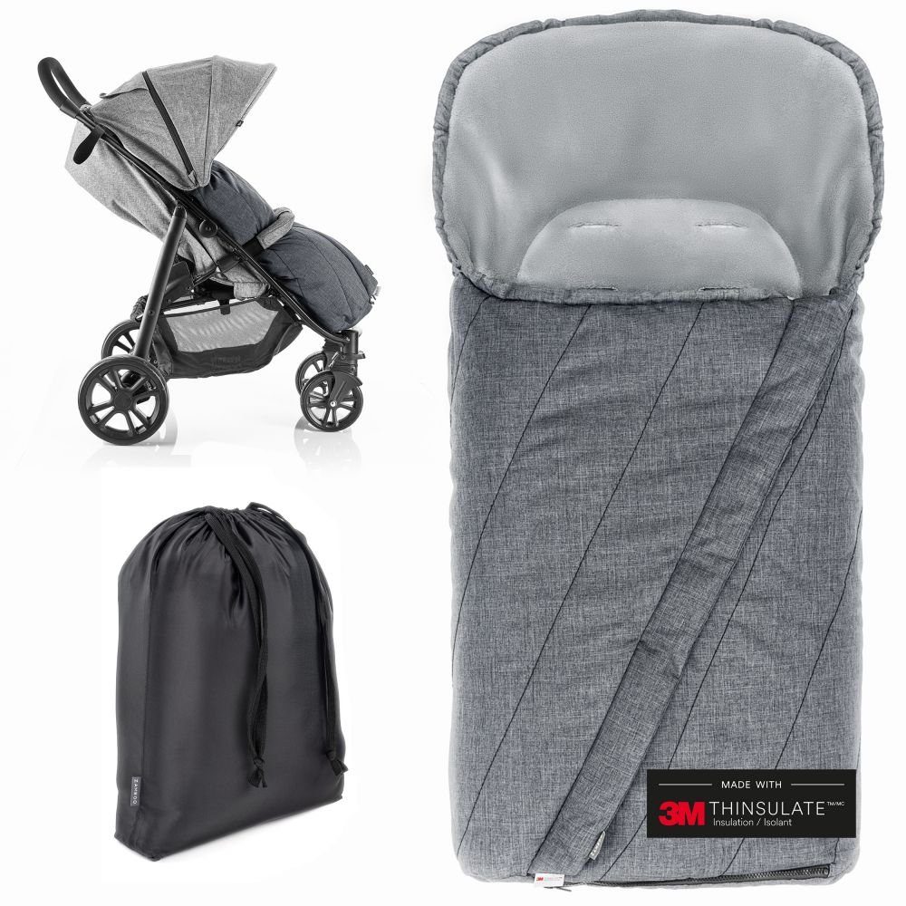 Zamboo Fußsack Deluxe - Melange Grau, Winter Fußsack 3M für Kinderwagen & Buggy leichter Baby Winterfußsack