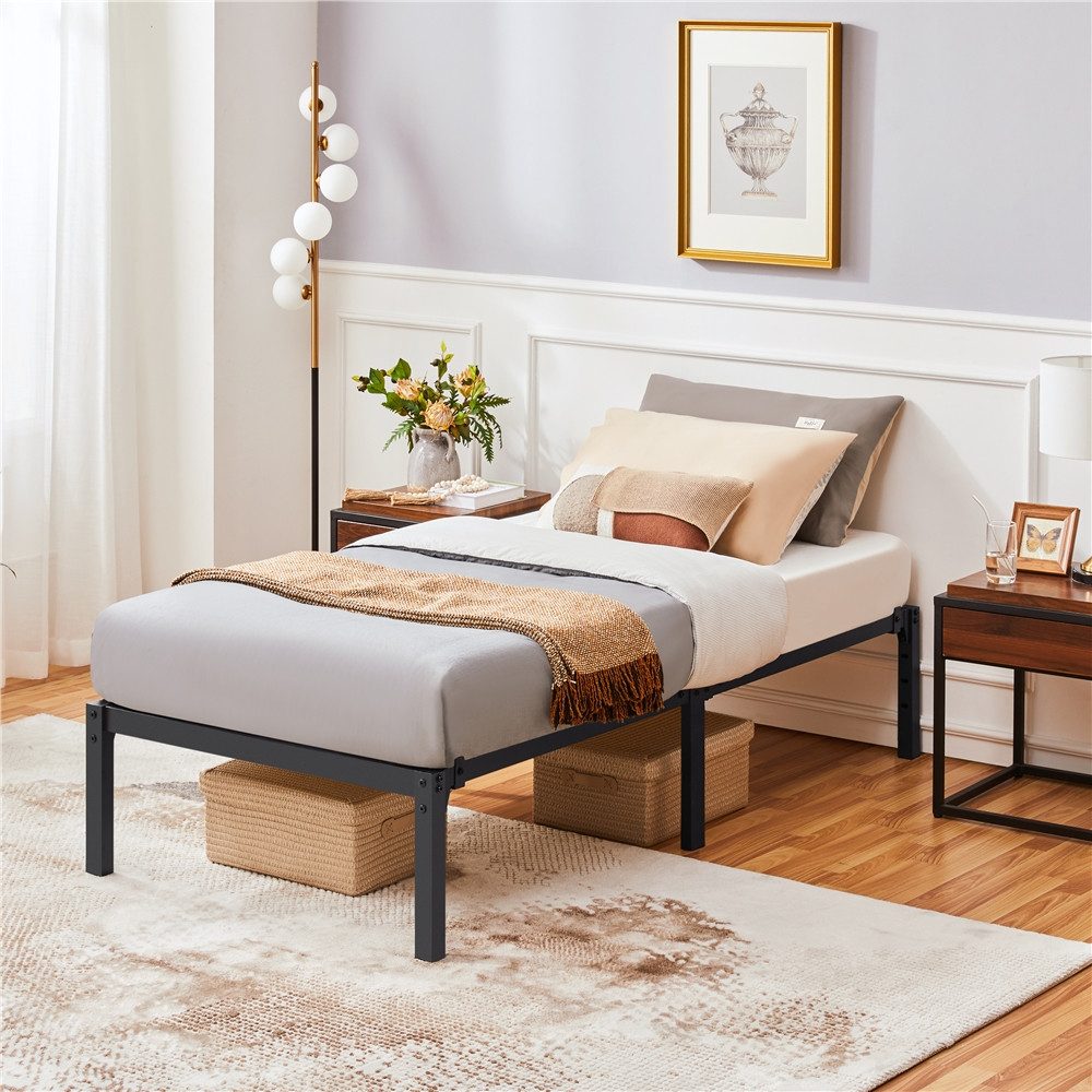 Yaheetech Metallbett 90×190/90×200/140×200/160×200/180×200 cm, Bettrahmen 36/41 cm H mit Lattenrost, Bettgestell aus Metall
