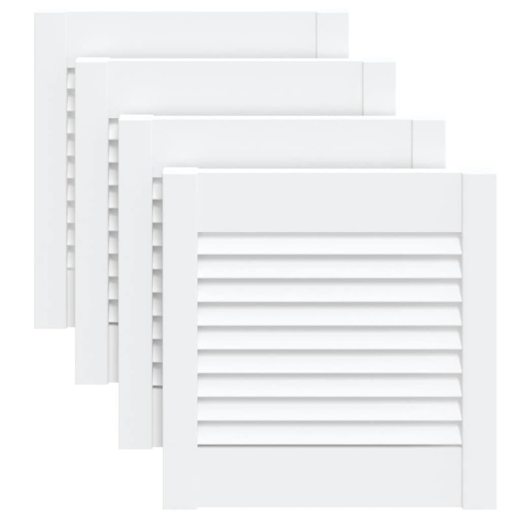 vidaXL Schranktür Schranktüren Lamellen-Design 4 Stk Weiß 39,5x39,4 cm Massivholz (4 St)
