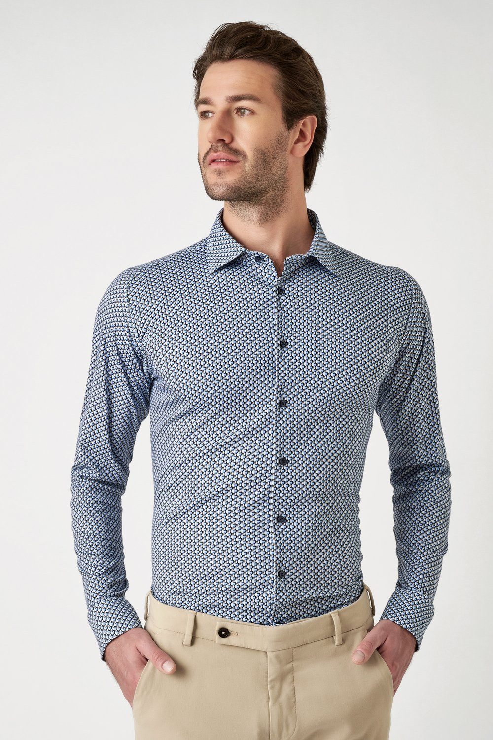 DESOTO Langarmhemd Jerseyhemd Casual Kent langarm Flexibler Stretch, mit mo günstig online kaufen