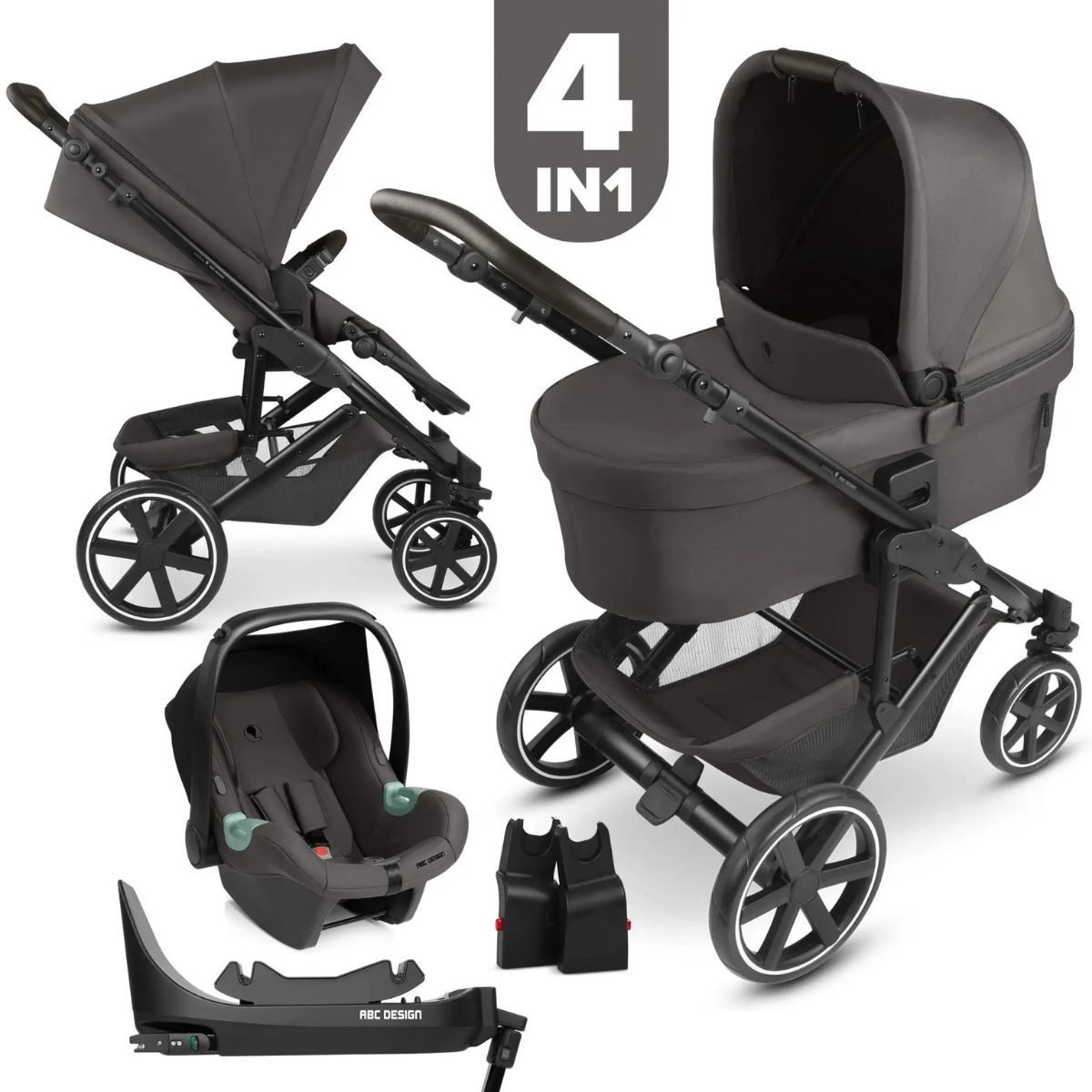 ABC Design Kombi-Kinderwagen ABC Design Kinderwagenset Sierra 4in1, Adaptern