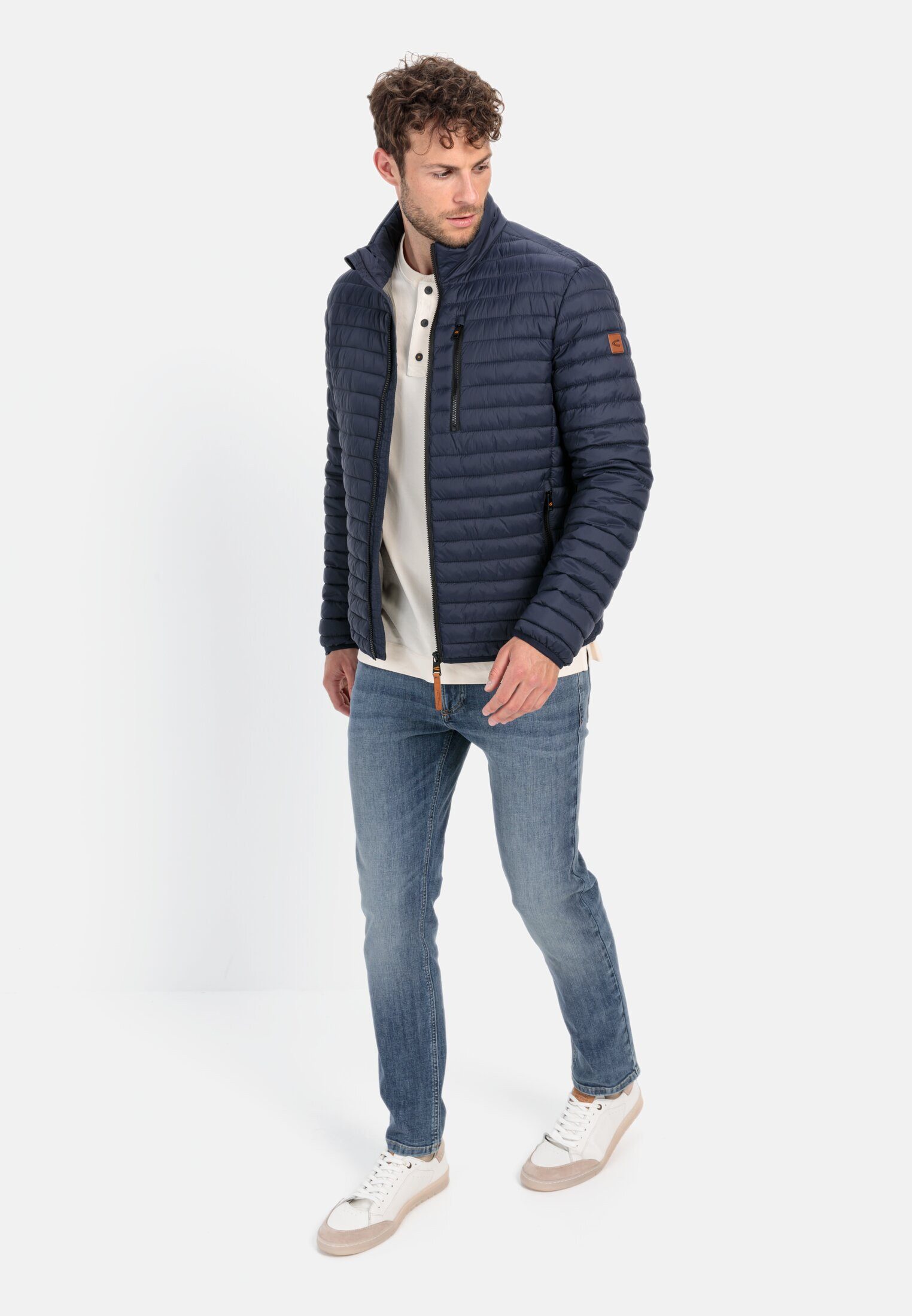 camel active Steppjacke Steppjacke aus recyceltem Polyamid Langarm Markenlogo