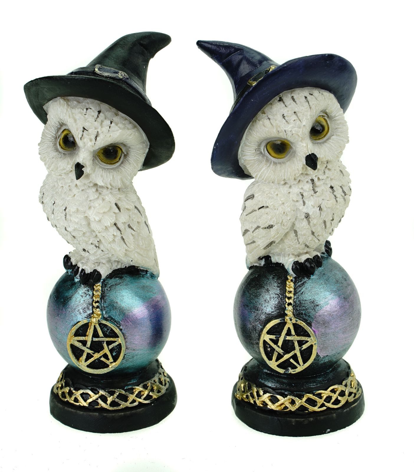 Dekofigur 2er Set Hexeneulen 14 cm Figur Fee Eule Uhu Okkult Pentagramm Witch