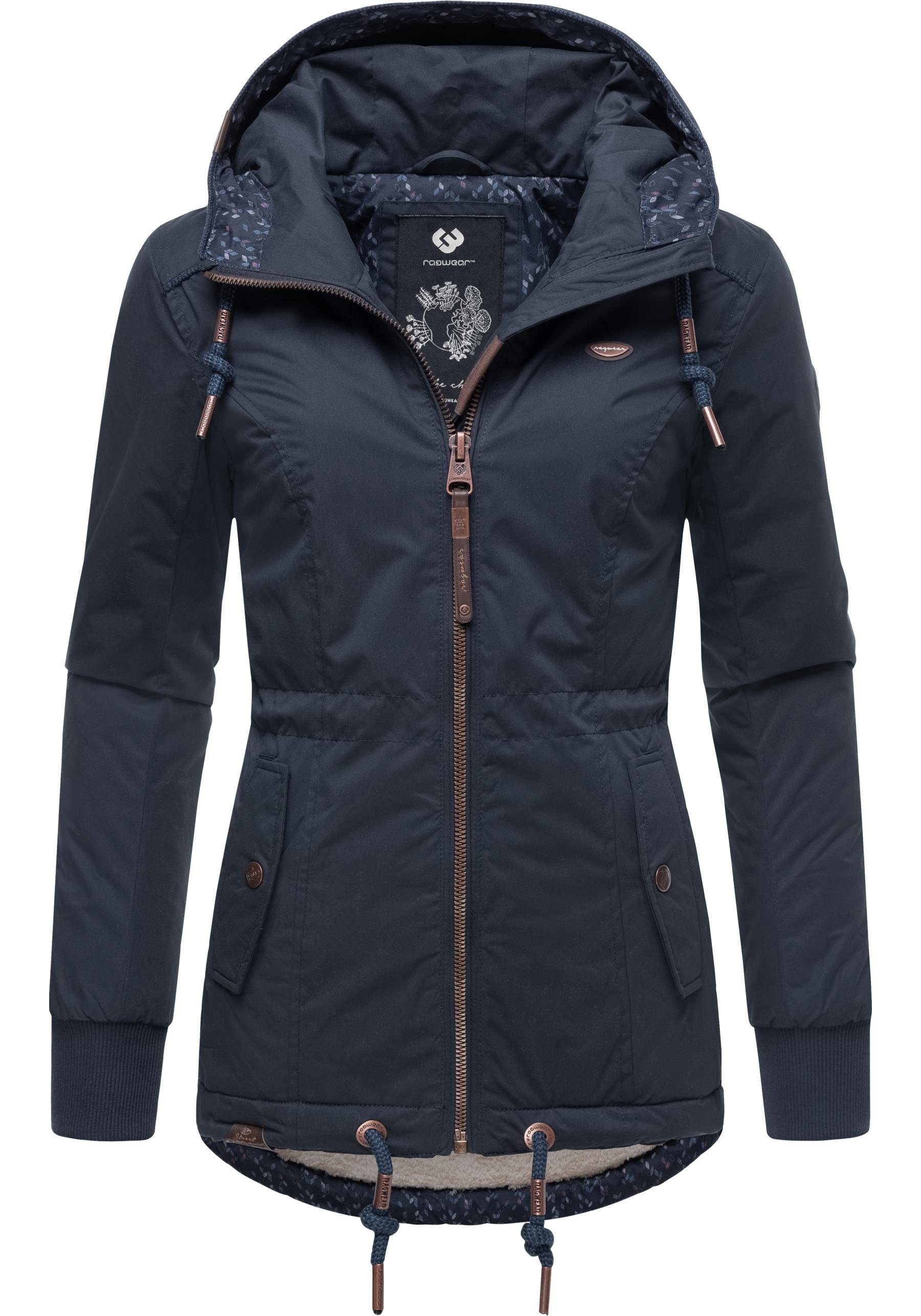 Ragwear Winterjacke YM-Danka stylische Winter Outdoorjacke mit Kapuze jeansblau