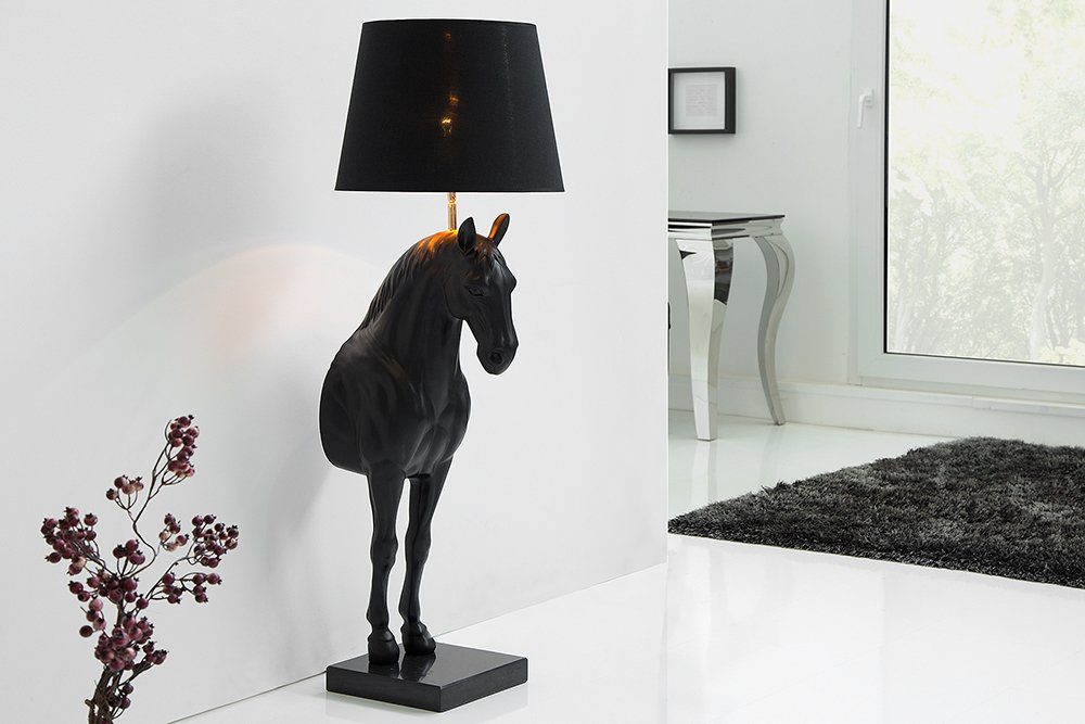 130cm · riess-ambiente · Pferdefigur Stehlampe ohne Marmor-Fuß Ein-/Ausschalter, BLACK Wohnzimmer BEAUTY schwarz, Leuchtmittel,
