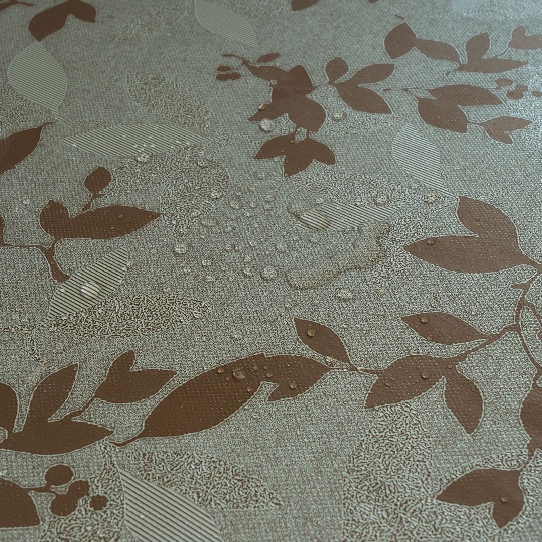 laro Tischdecke Wachstuch-Tischdecken Abwaschbar Braun Blätter geprägt rechteckig